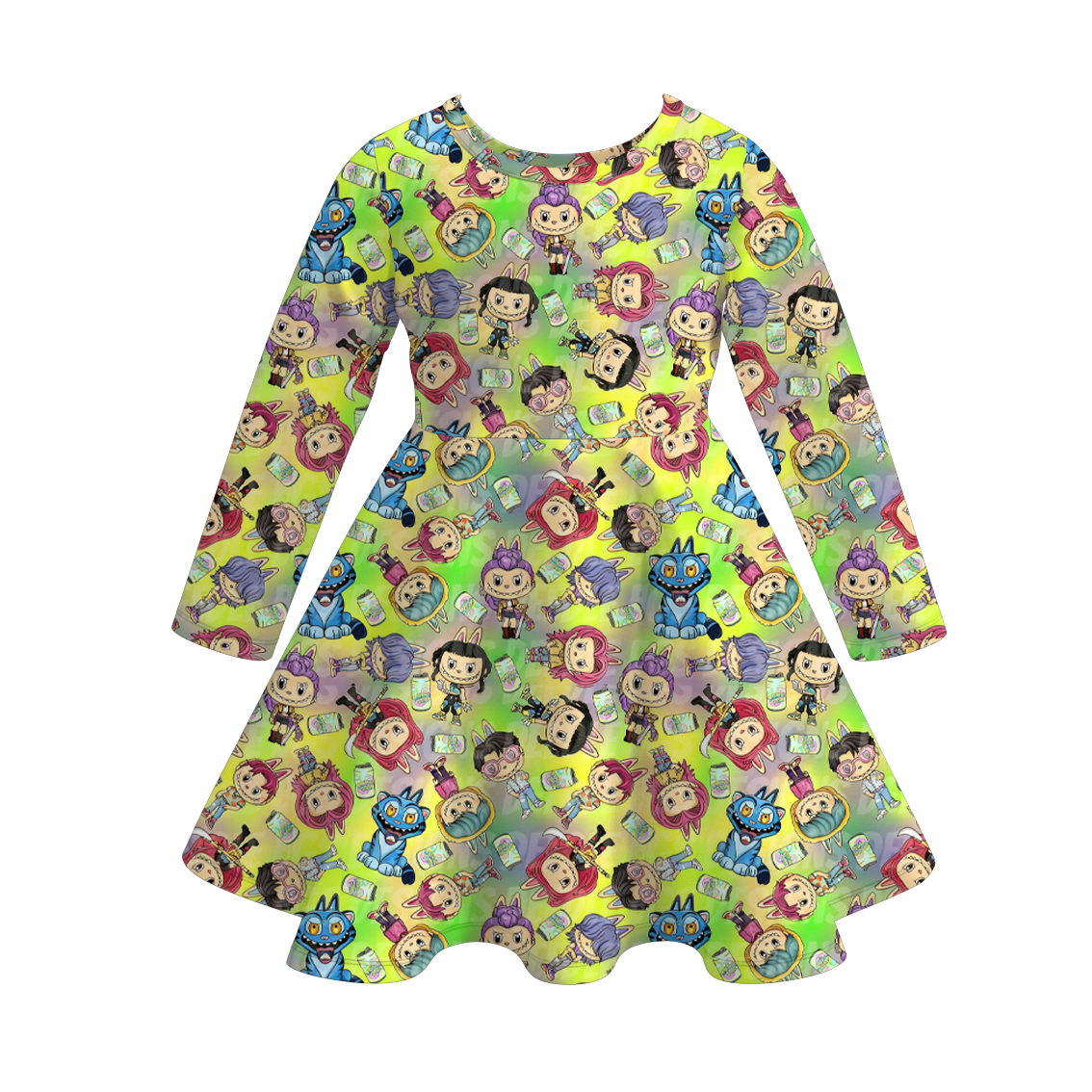 (Pre Order)Girls Movie Character Print Long Sleeves Dress