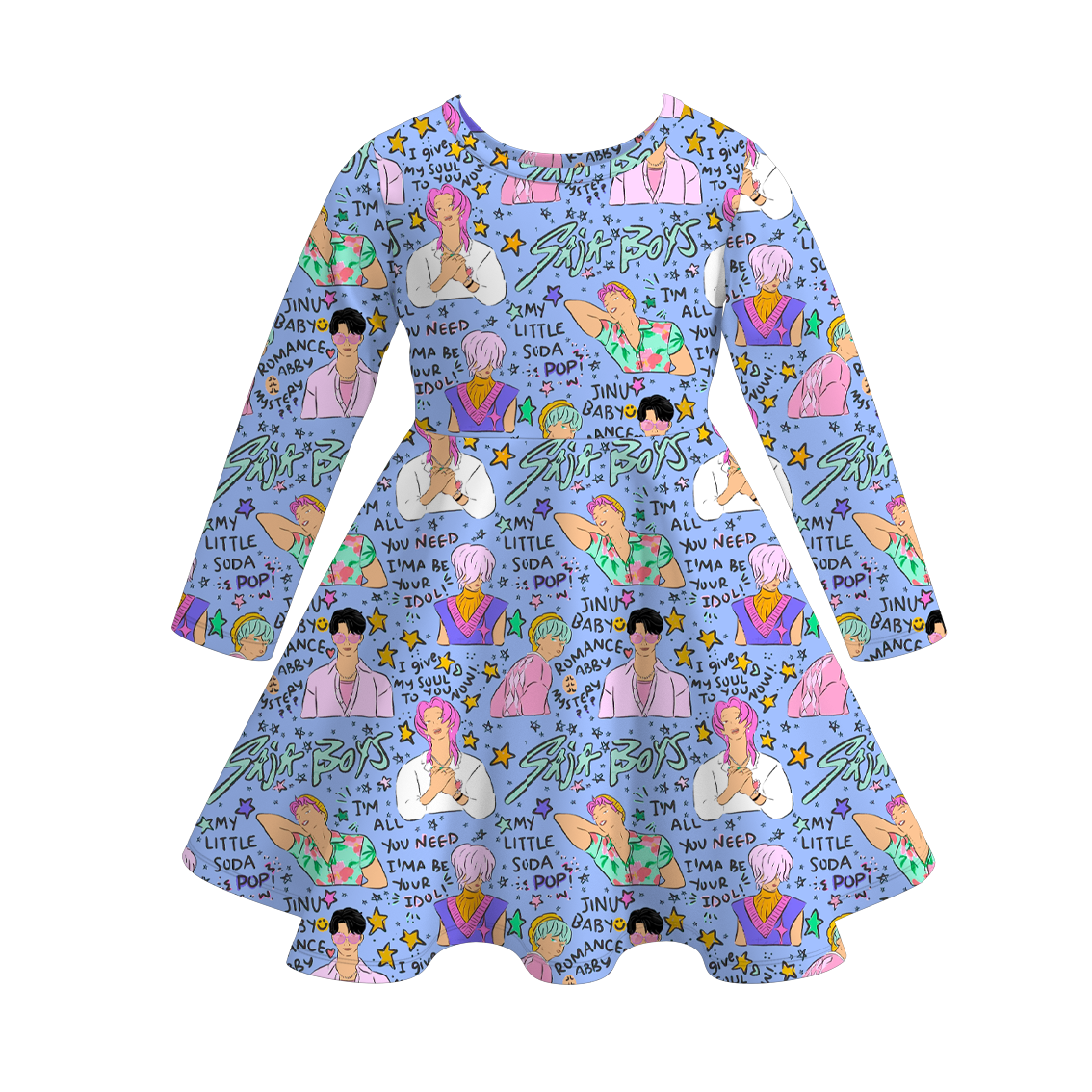 (Pre Order)Girls Movie Character Print Long Sleeves Dress