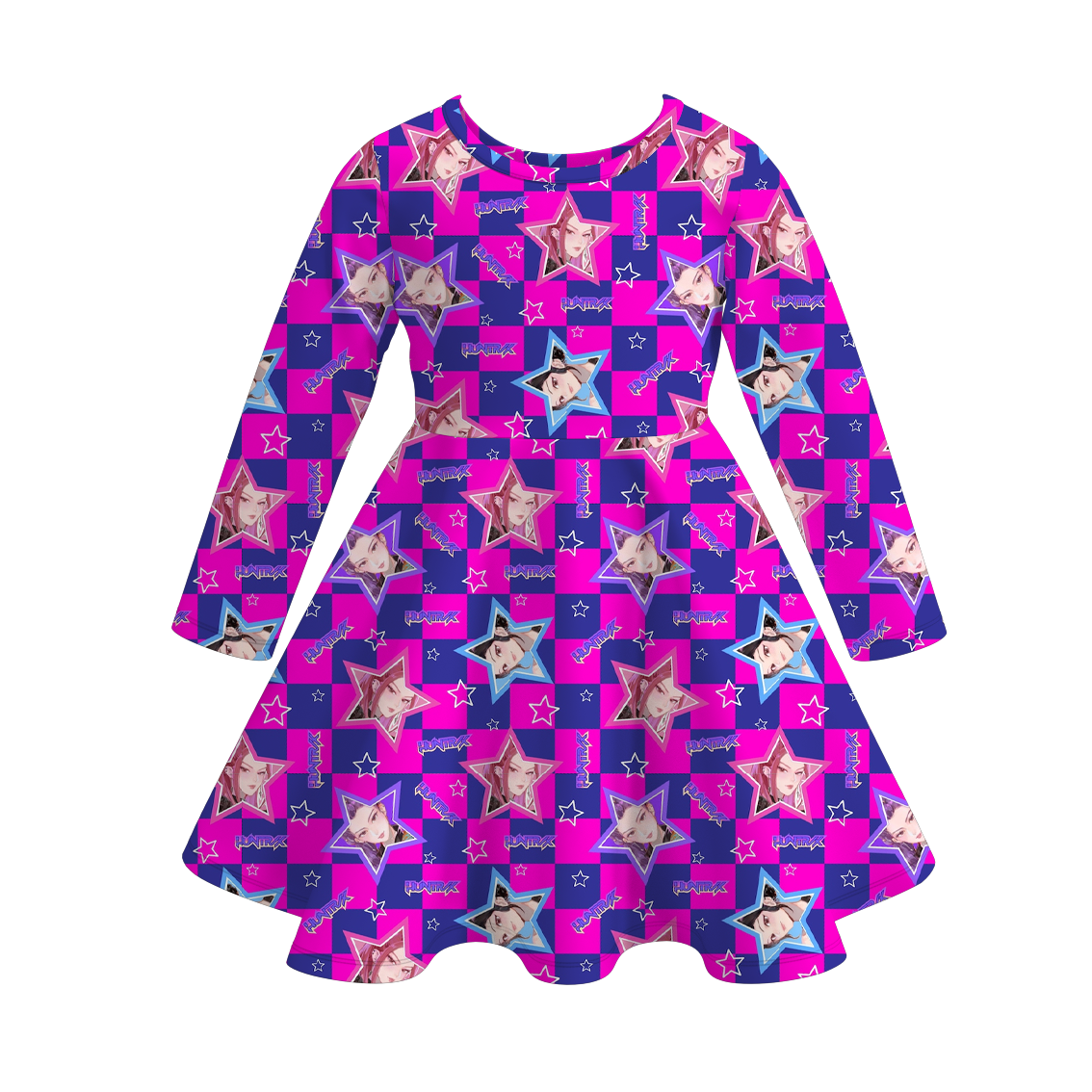 (Pre Order)Girls Movie Character Print Long Sleeves Dress