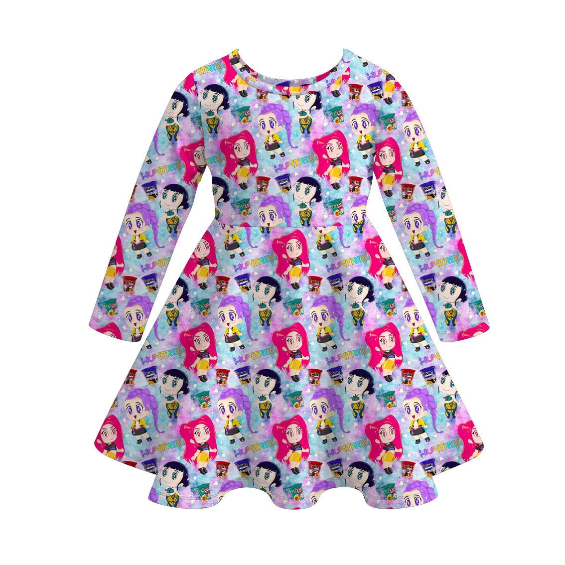 (Pre Order)Girls Movie Character Print Long Sleeves Dress