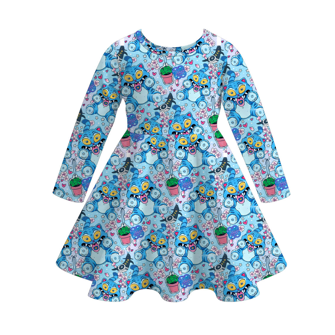 (Pre Order)Girls Movie Character Print Long Sleeves Dress