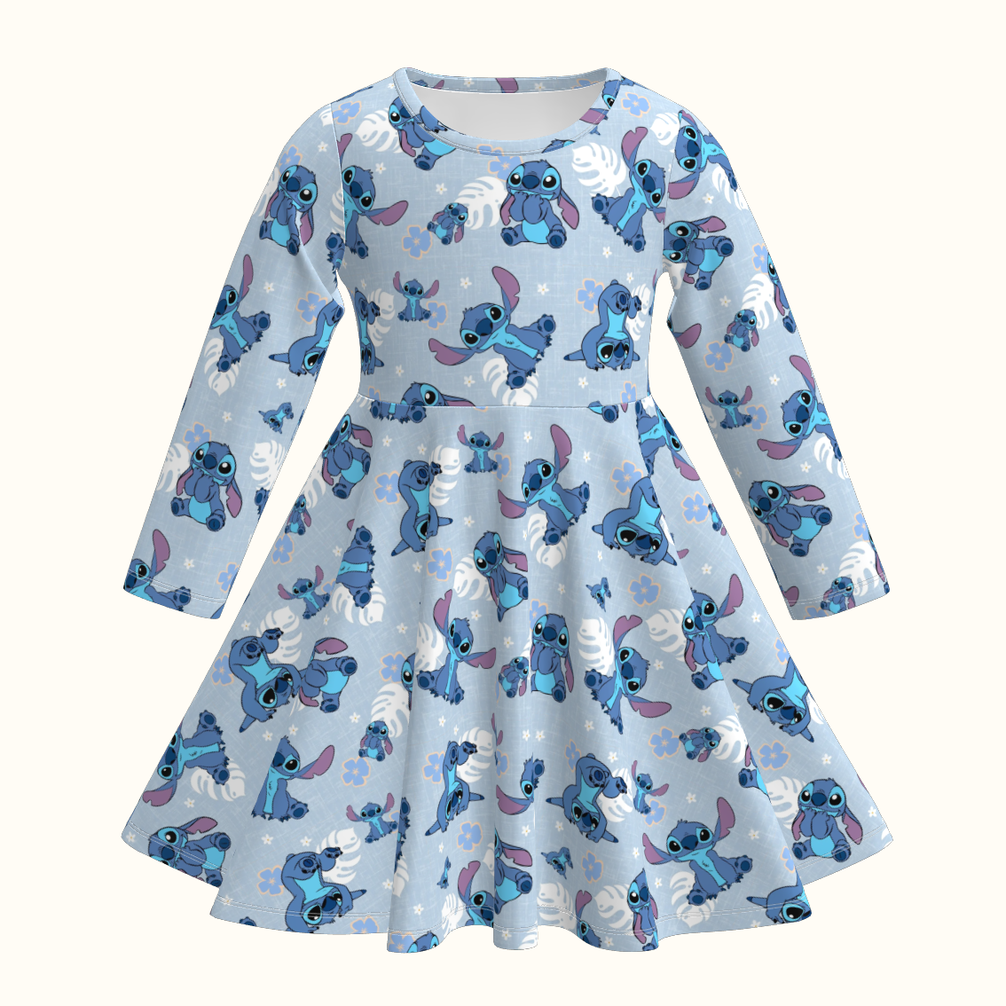 (Pre Order)Girls Fall Cartoon Print Long Sleeves Dress