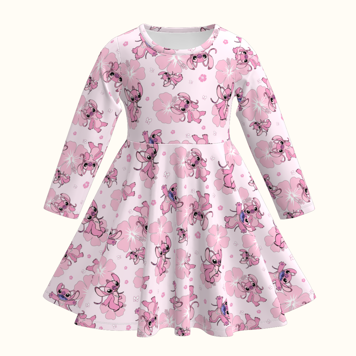 (Pre Order)Girls Fall Cartoon Print Long Sleeves Dress