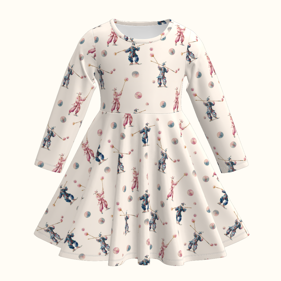 (Pre Order)Girls Fall Print Long Sleeves Dress