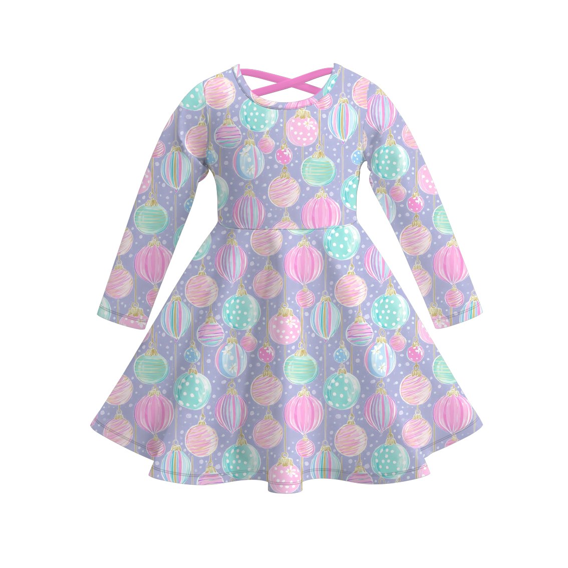 (Pre Order)Girls Christmas Cartoon Print Dress