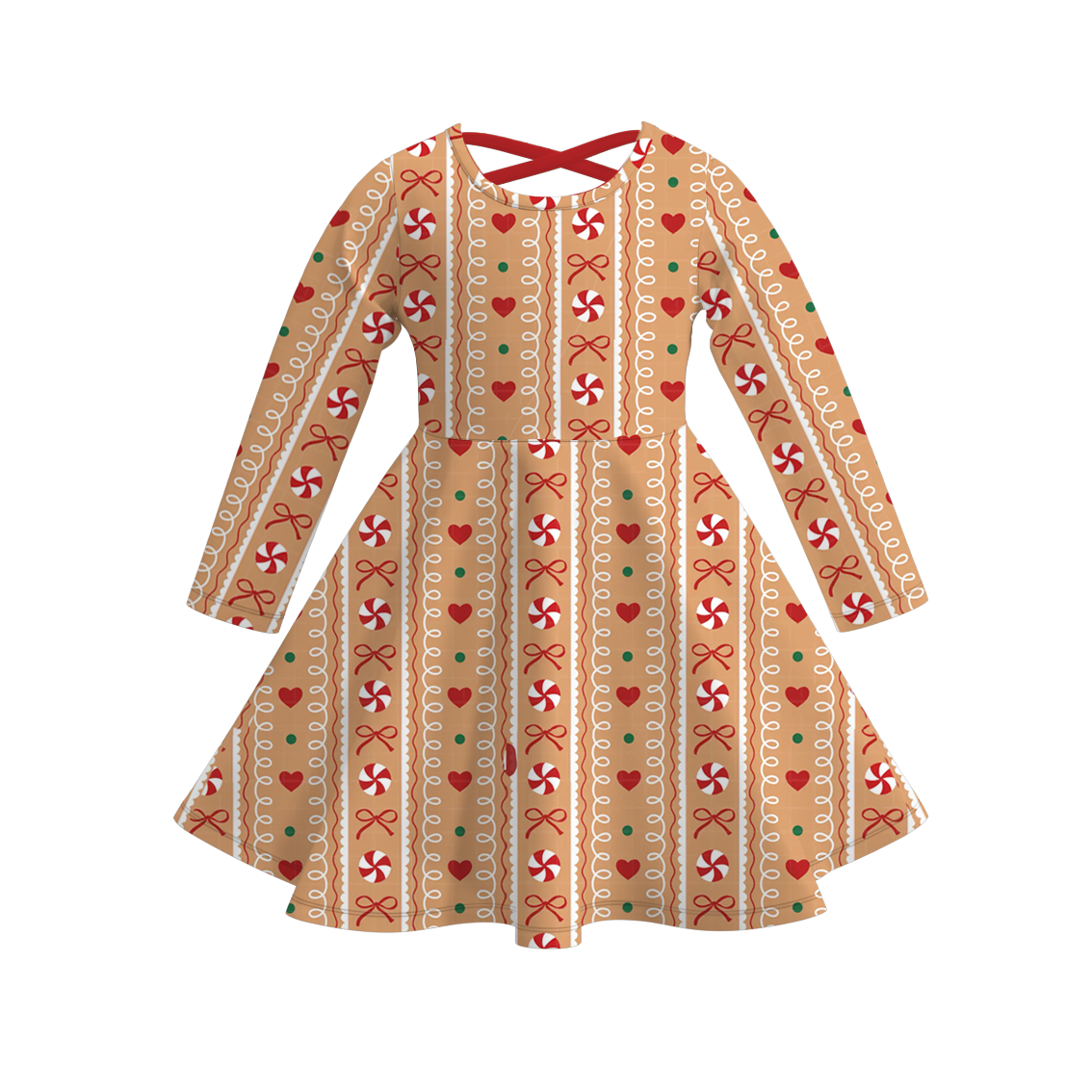 (Pre Order)Girls Christmas Cartoon Print Dress