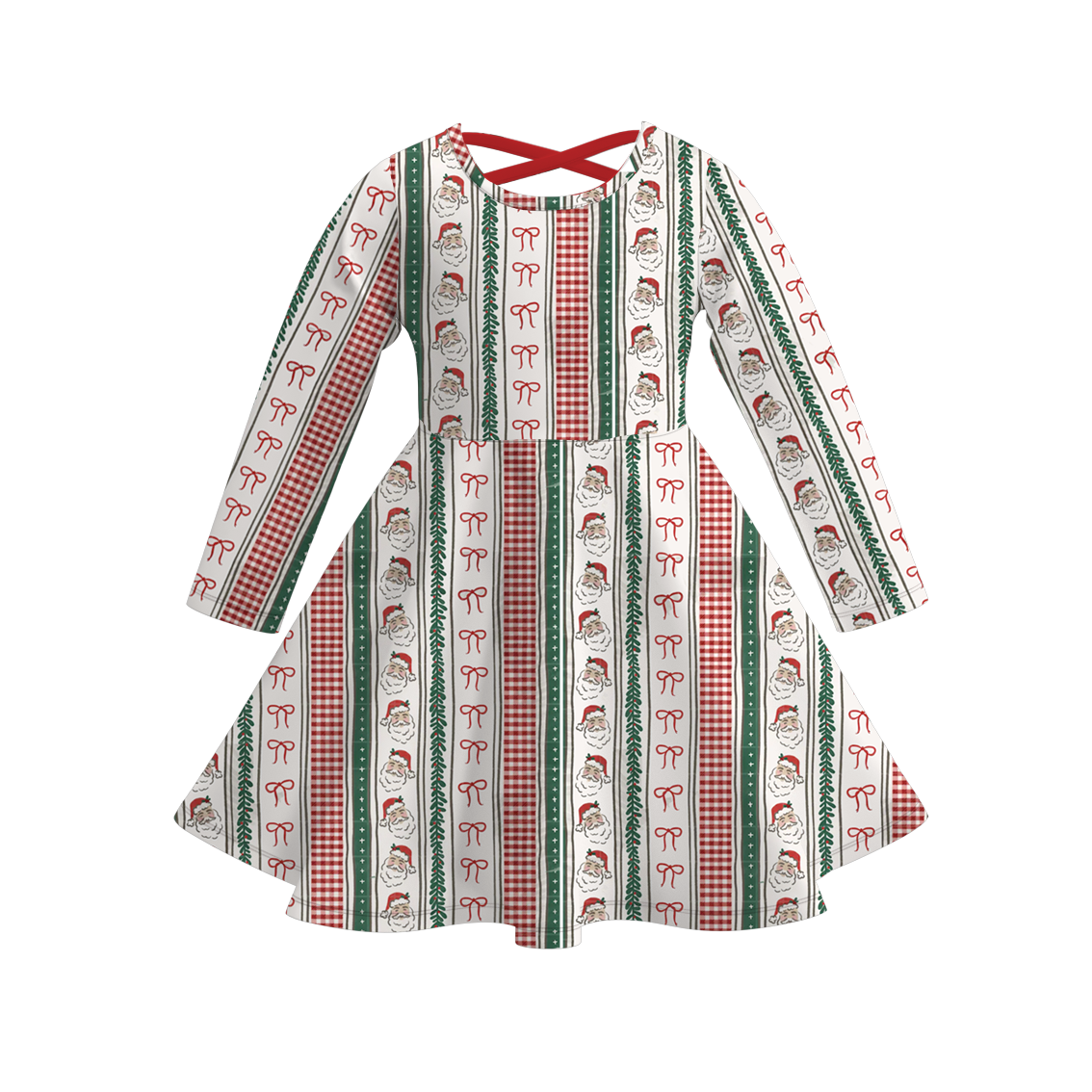 (Pre Order)Girls Christmas Cartoon Print Dress