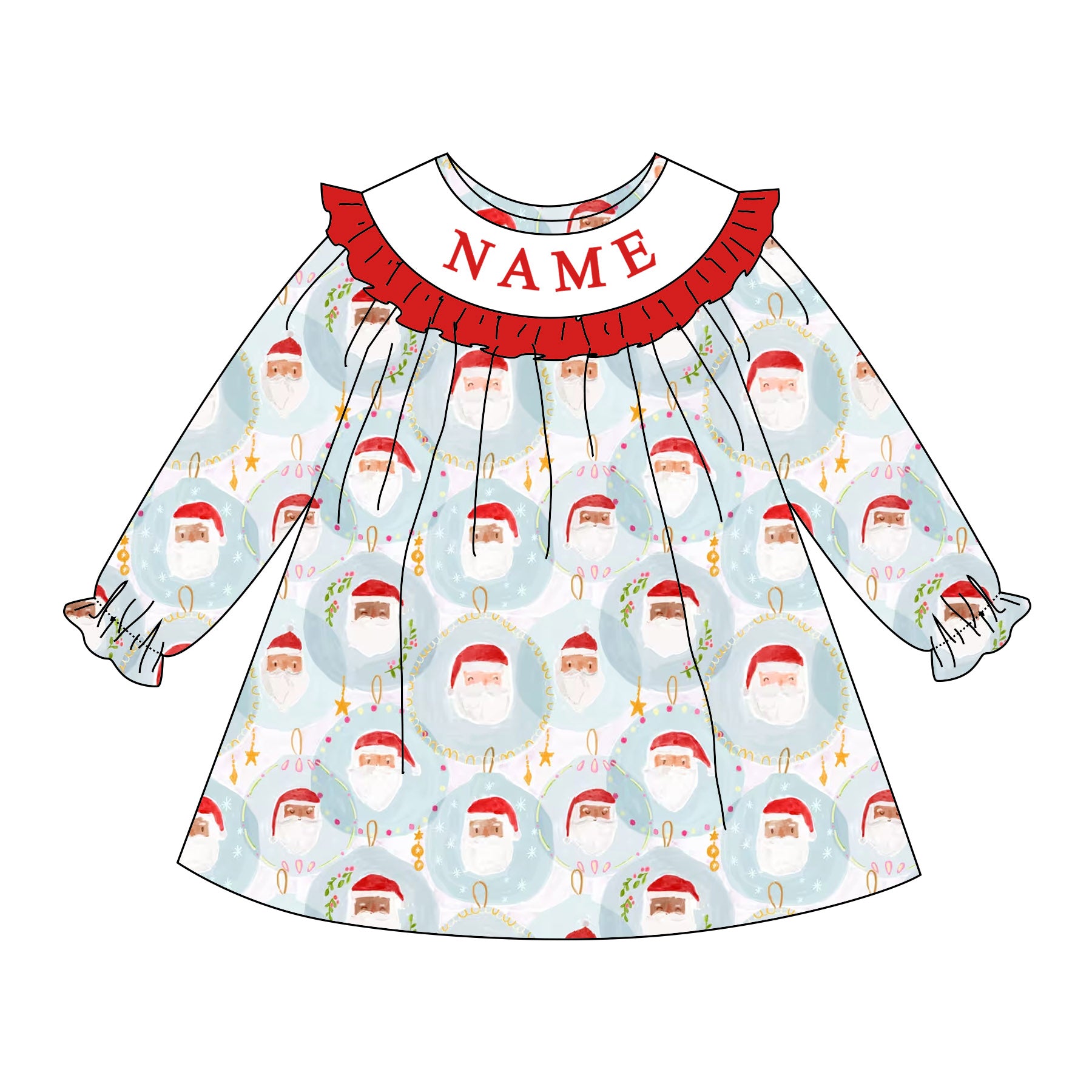 (Pre Order)Sisters Christmas Embroidery Smocked Dress&Romper
