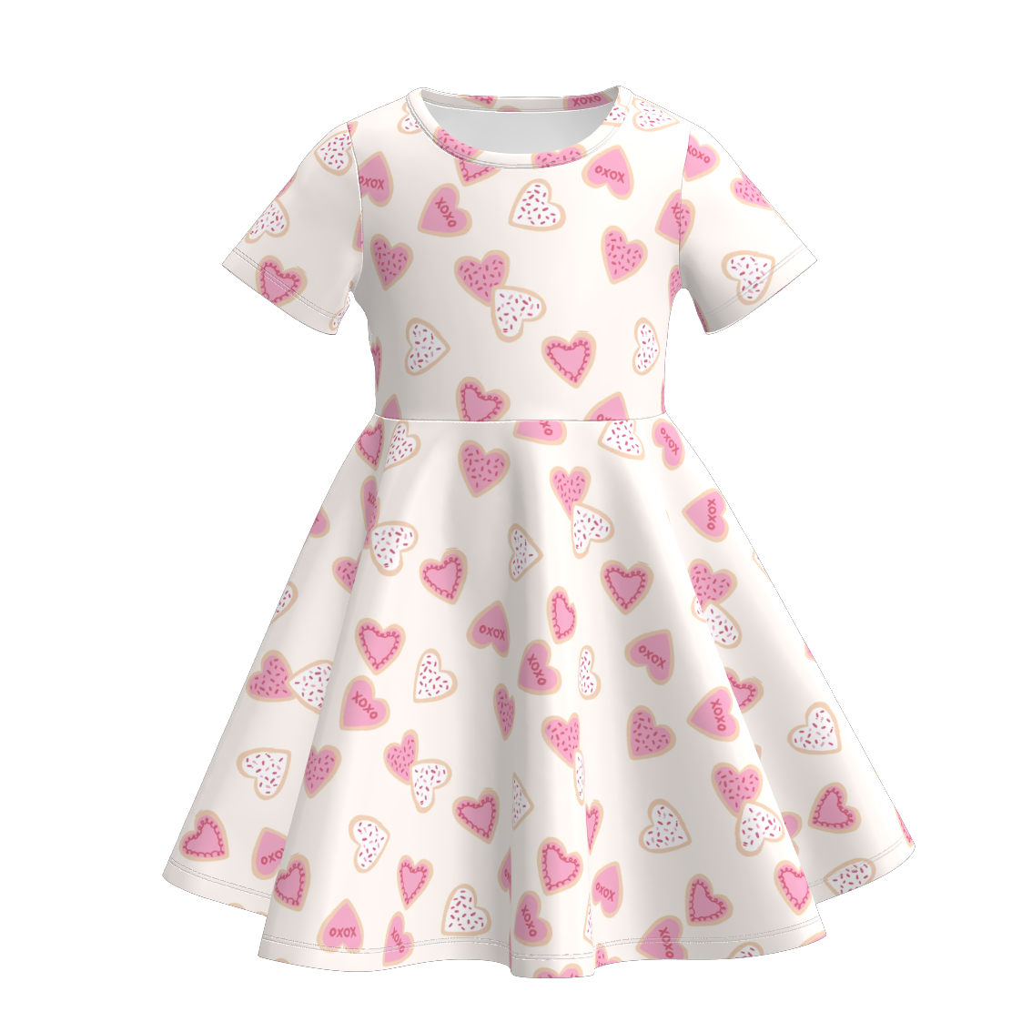 (Pre Order)Girls Valentine's Day Cartoon Print Dress