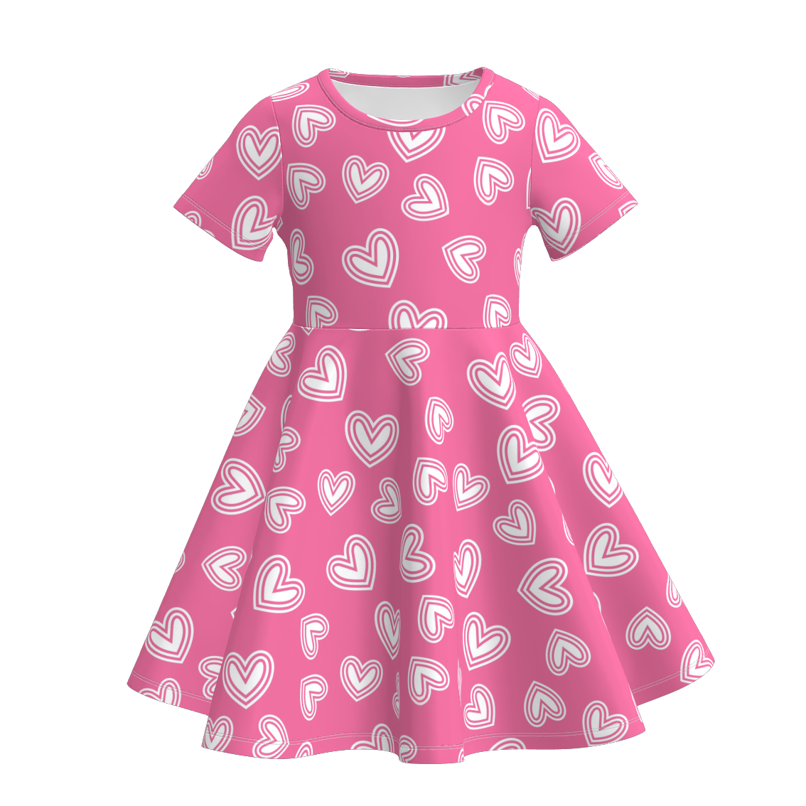 (Pre Order)Girls Valentine's Day Cartoon Print Dress