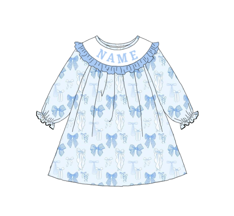 (Pre Order)Sisters Spring Bow Embroidery Smocked Dress&Romper