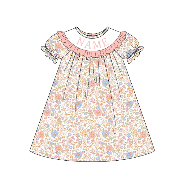 (Pre Order)Sisters Spring Floral Embroidery Smocked Dress&Romper