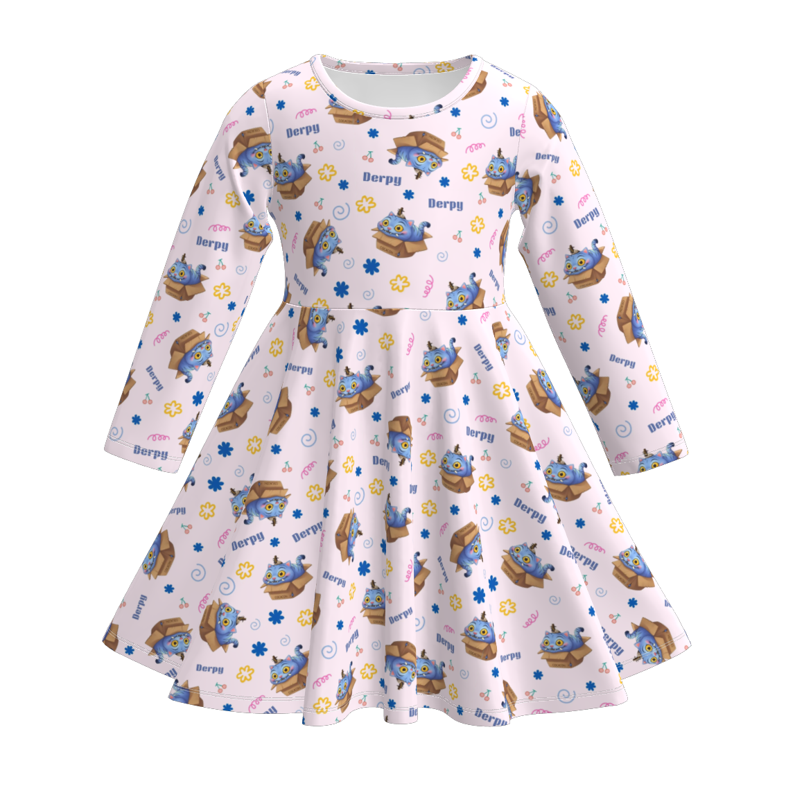 (Pre Order)Girls Movie Character Print Long Sleeves Dress