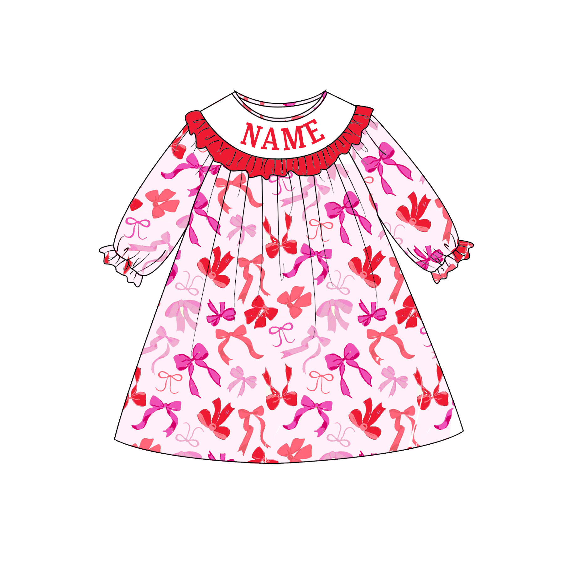 (Pre Order)Sisters Valentine's Day Embroidery Smocked Dress&Romper