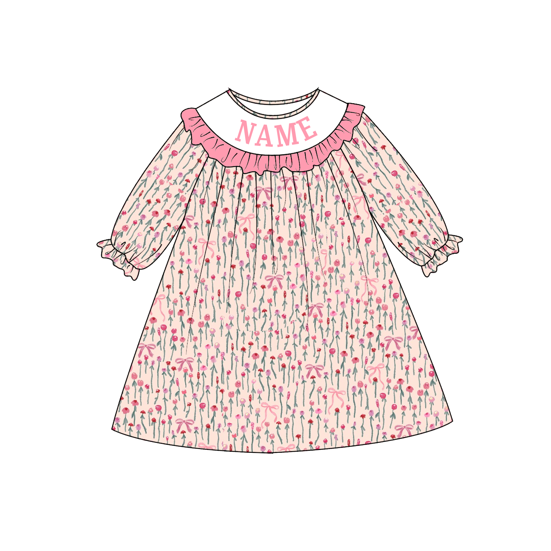 (Pre Order)Sisters Valentine's Day Embroidery Smocked Dress&Romper
