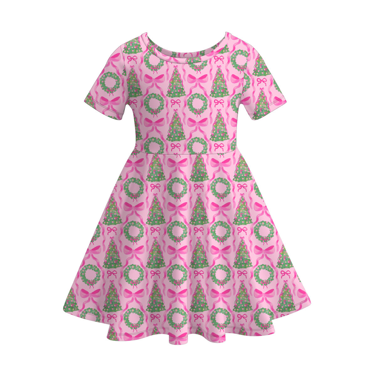 (Pre Order)Girls Christmas Cartoon Print Dress&Set
