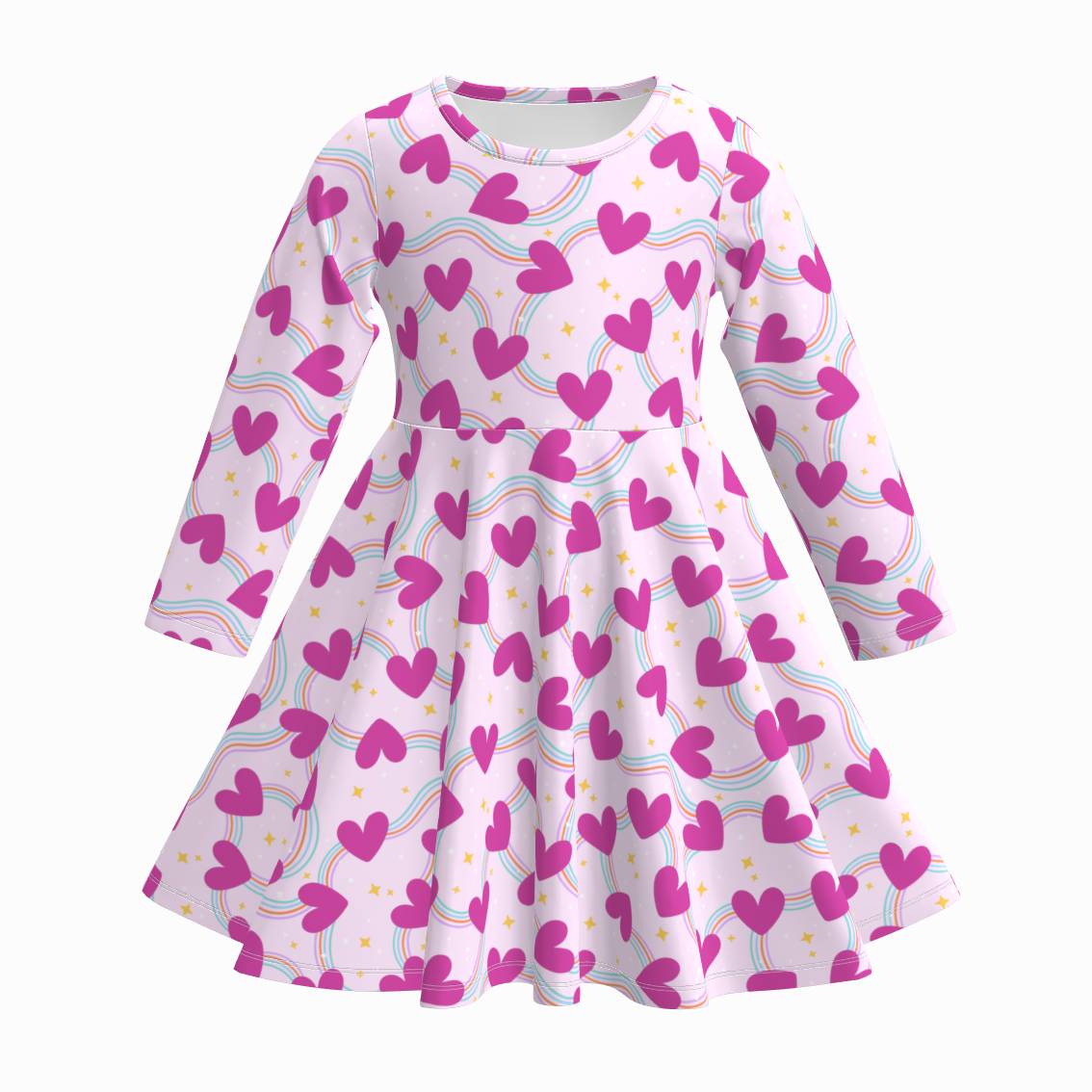 (Pre Order)Girls Valentine's Day Cartoon Print Dress