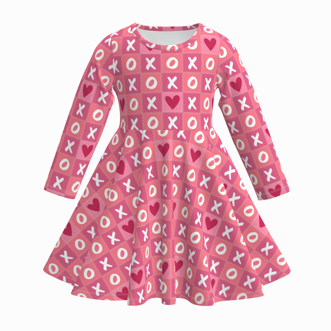 (Pre Order)Girls Valentine's Day Cartoon Print Dress
