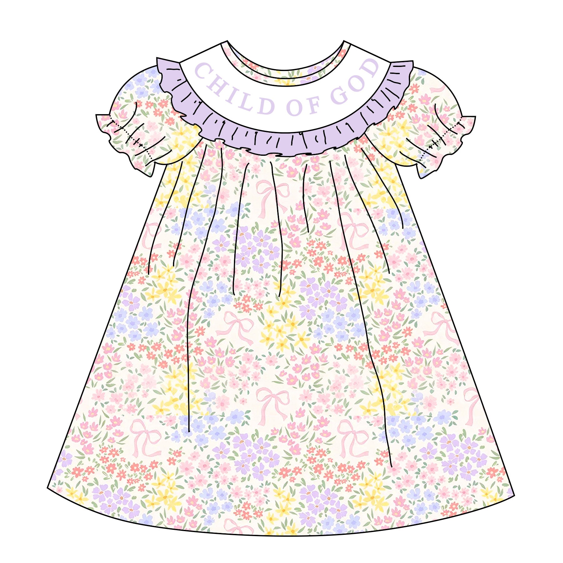 (Pre Order)Sisters Spring Floral Embroidery Smocked Dress&Romper