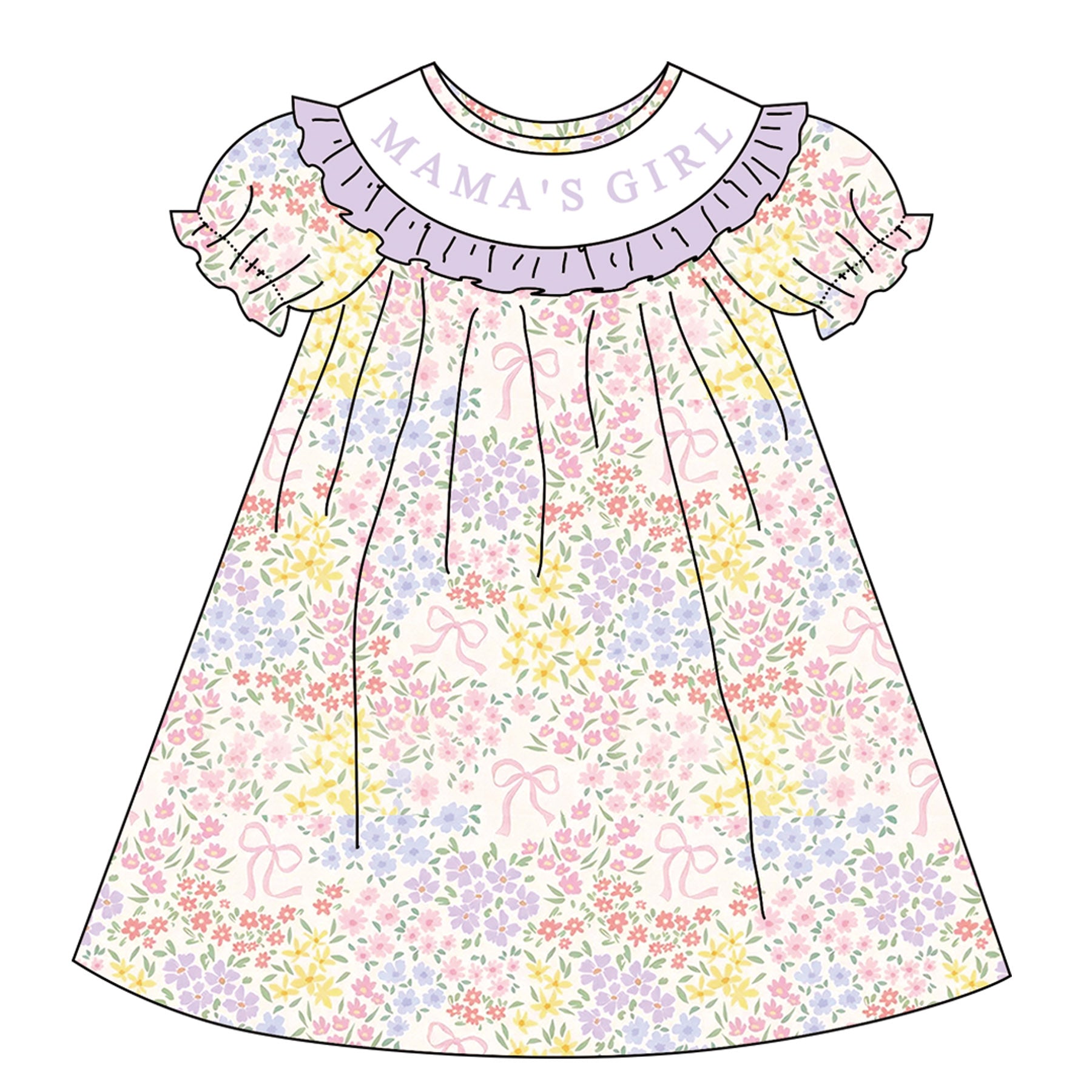 (Pre Order)Sisters Spring Floral Embroidery Smocked Dress&Romper
