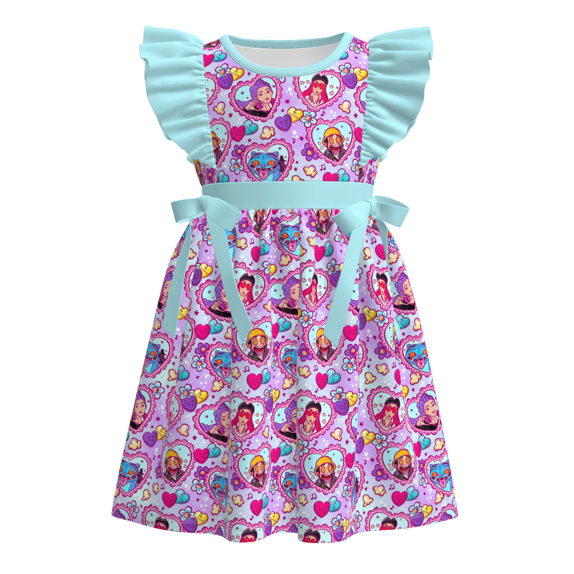 (Pre Order)Girls Valentine's Day Movie Character Print Dress
