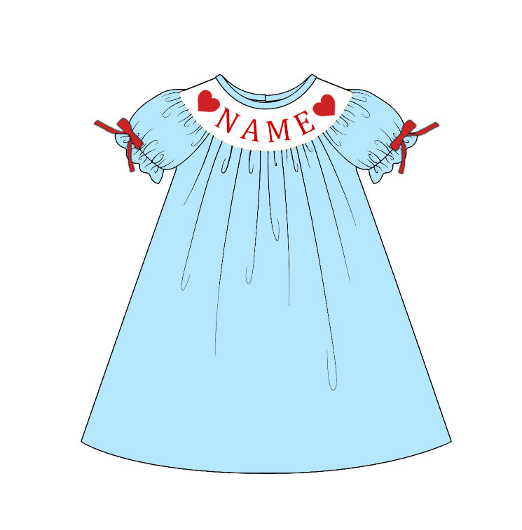 (Pre Order)Siblings Valentine's Day Embroidery Smocked Dress,Set&Romper