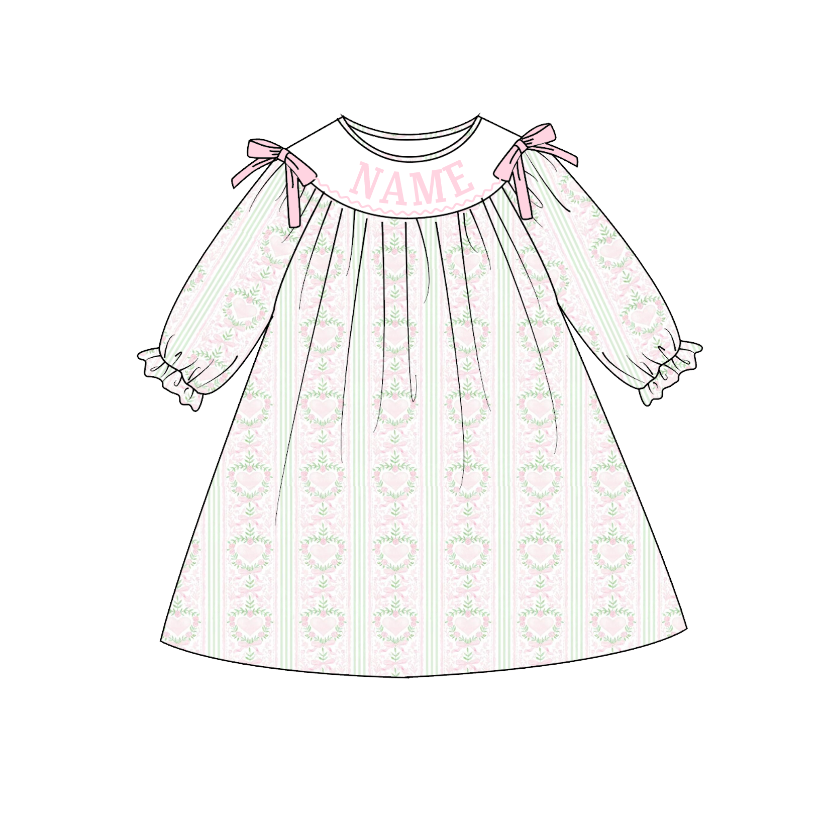 (Pre Order)Sisters Valentine's Day Embroidery Smocked Dress&Romper