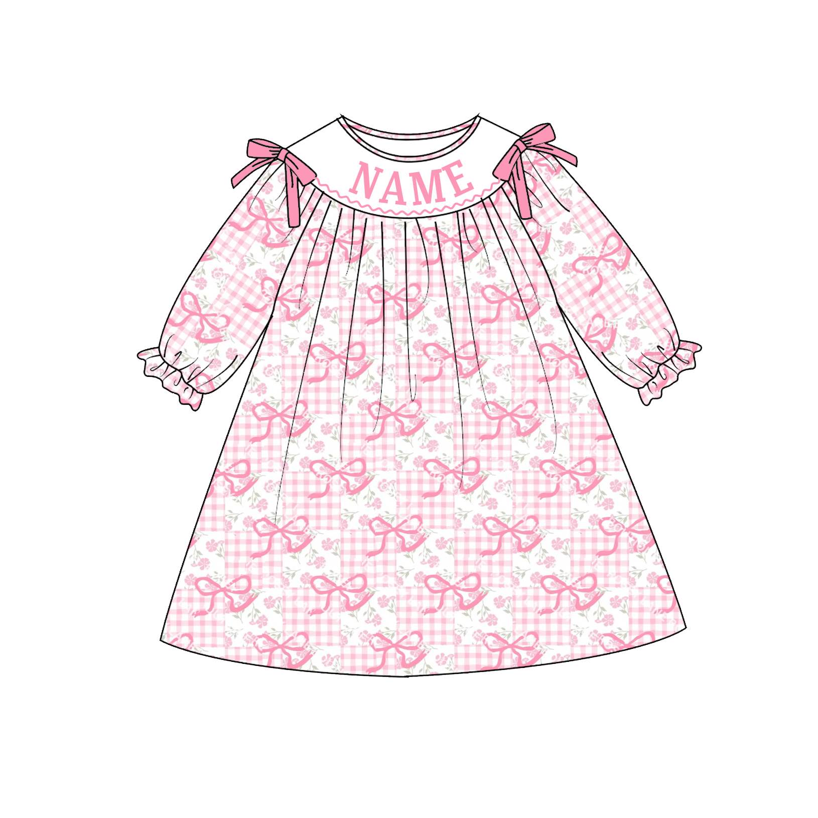 (Pre Order)Sisters Valentine's Day Embroidery Smocked Dress&Romper