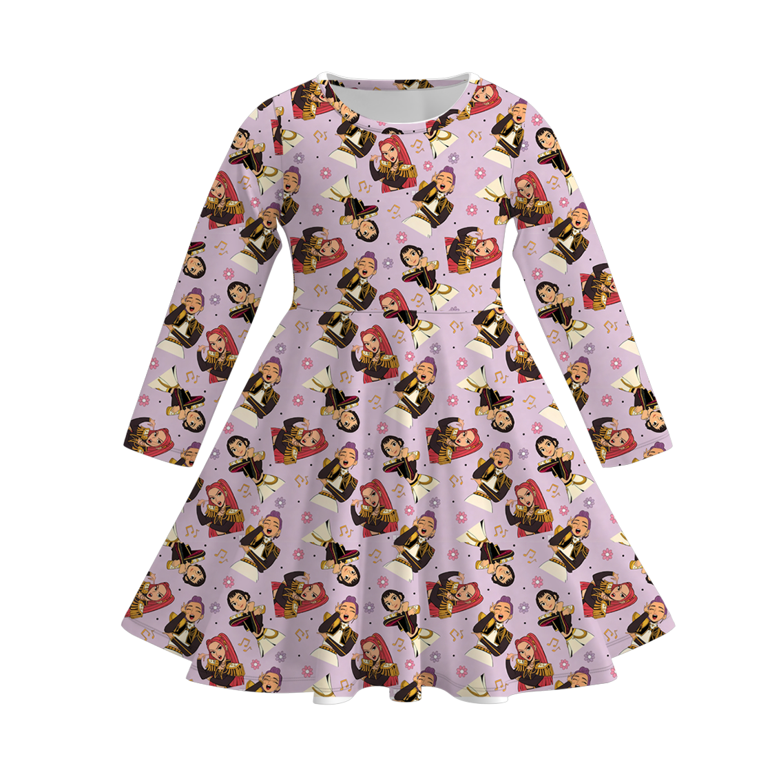 (Pre Order)Girls Movie Character Print Long Sleeves Dress