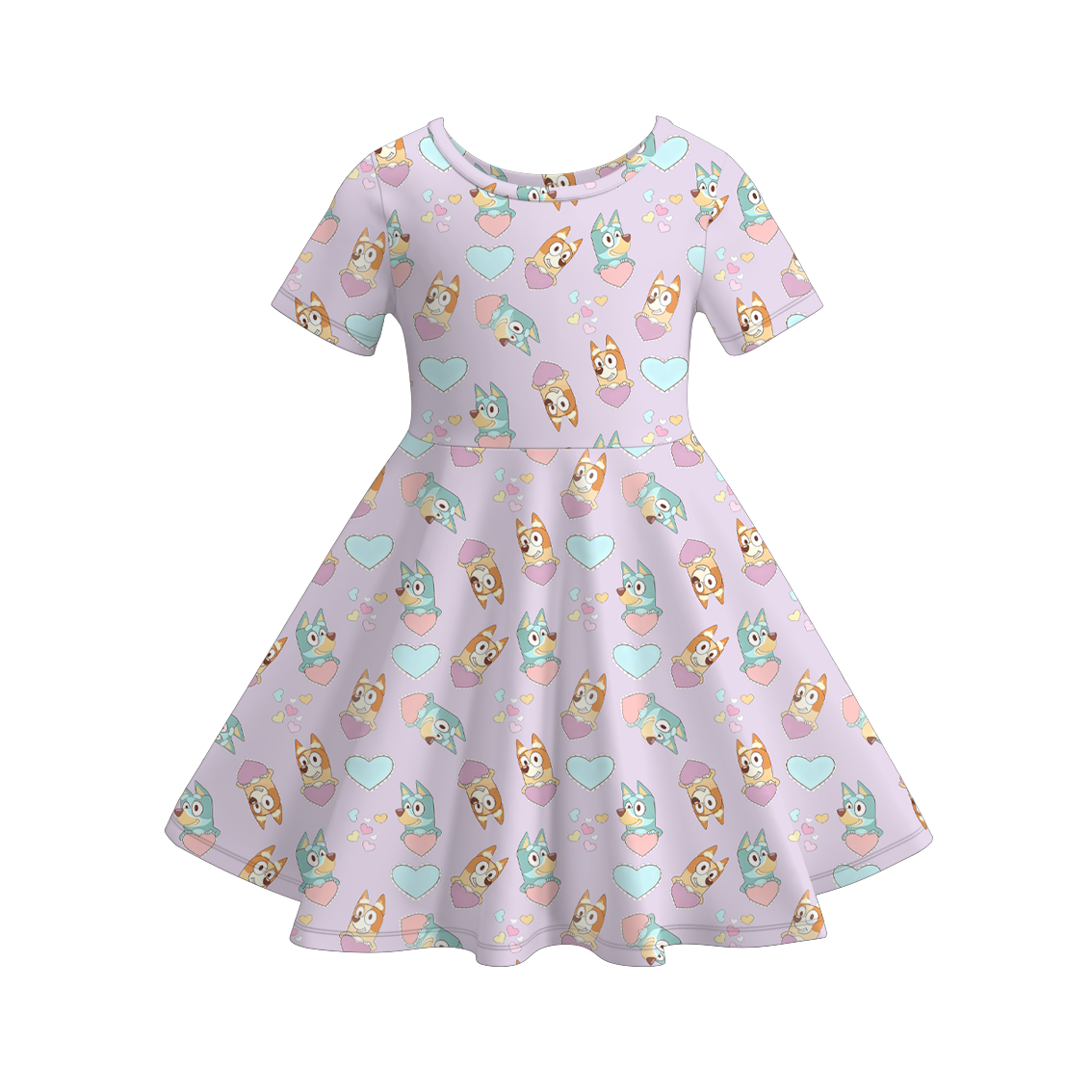 (Pre Order)Girls Spring Blue Dog Print Dress&Set