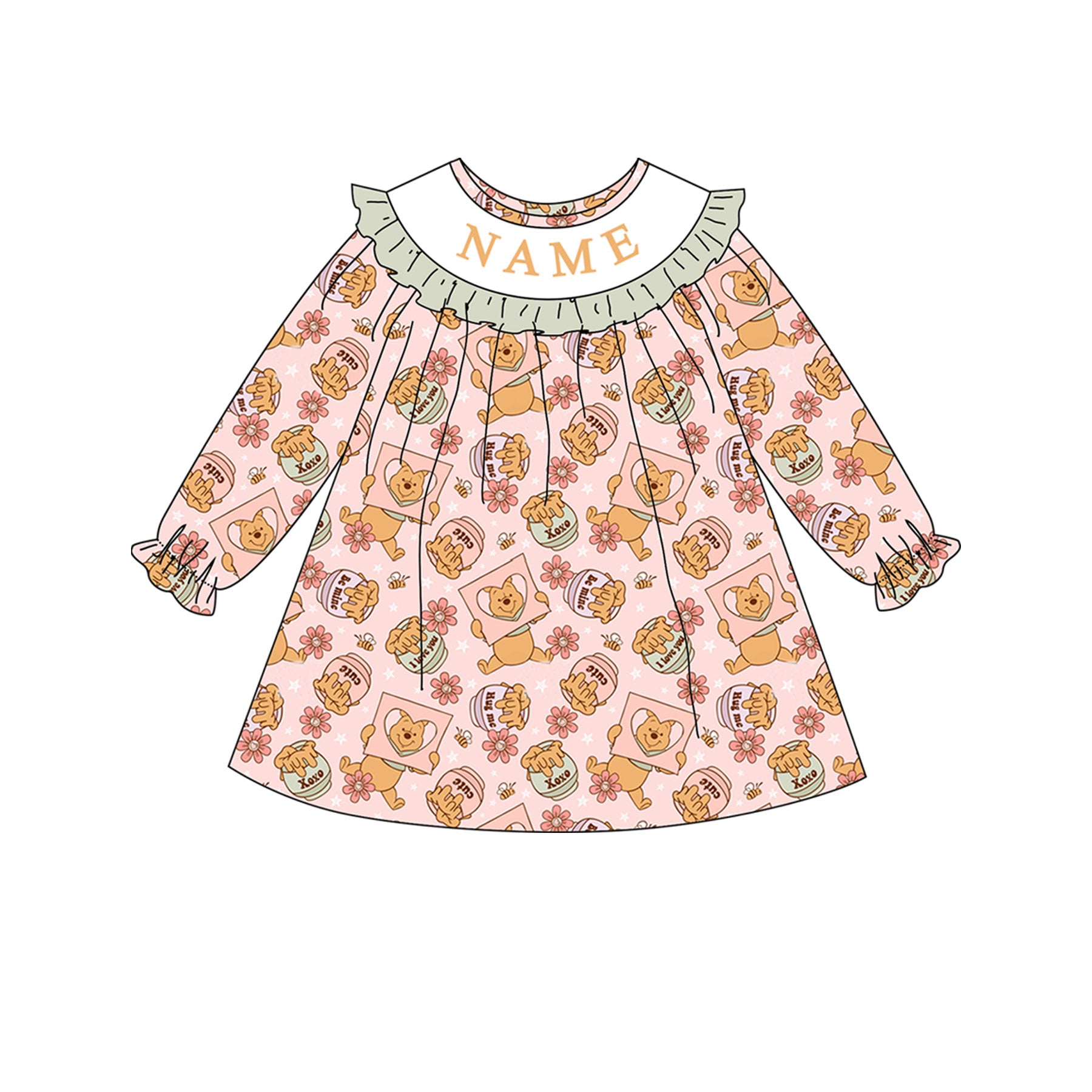 (Pre Order)Sisters Spring Cartoon Embroidery Smocked Dress&Romper