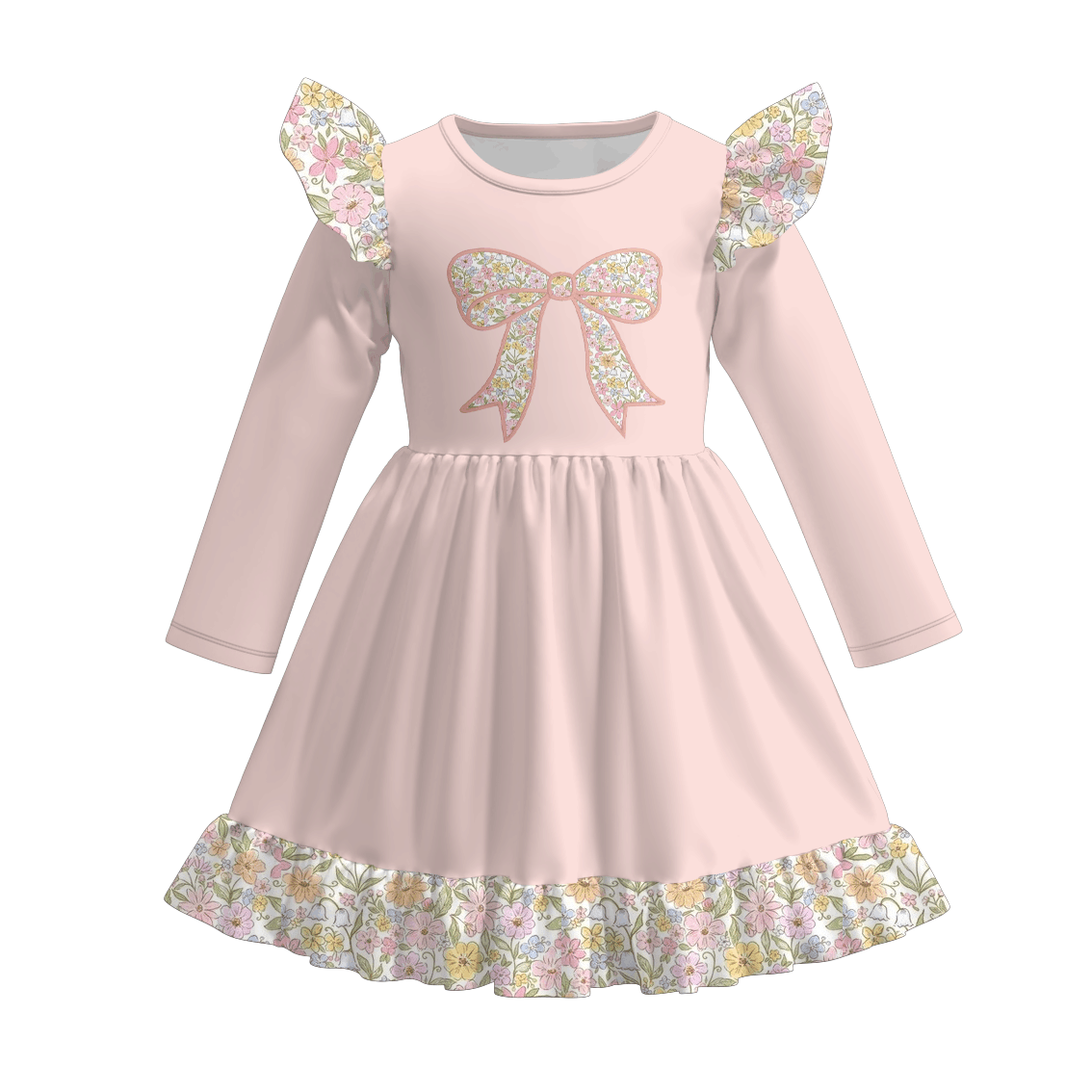 (Pre Order)Sisters Valentine's Day Bow Applique Dress,Set&Romper