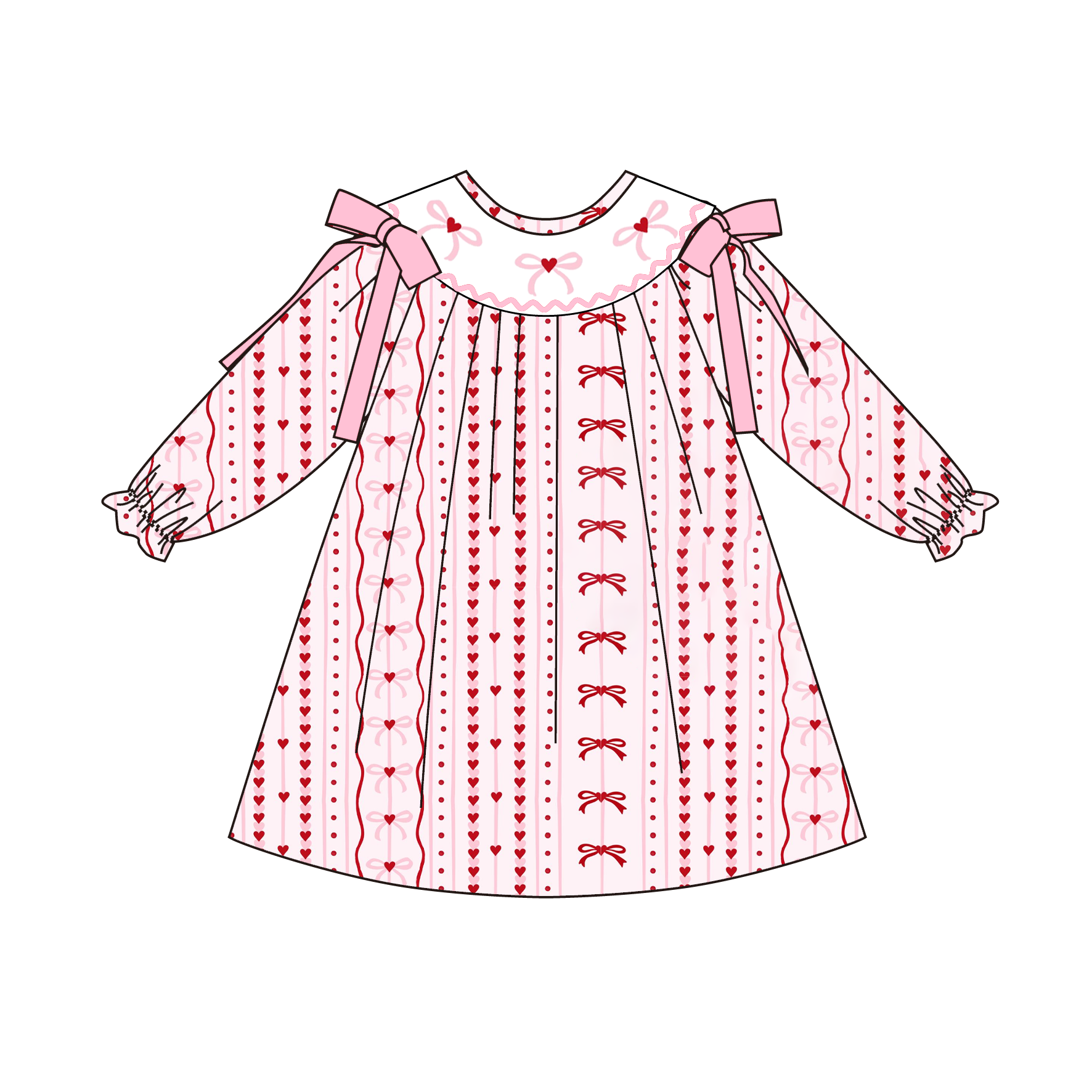 (Pre Order)Sisters Valentine's Day Embroidery Smocked Dress&Romper