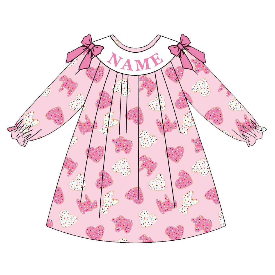 (Pre Order)Siblings Valentine's Day Embroidery Smocked Dress,Set&Romper