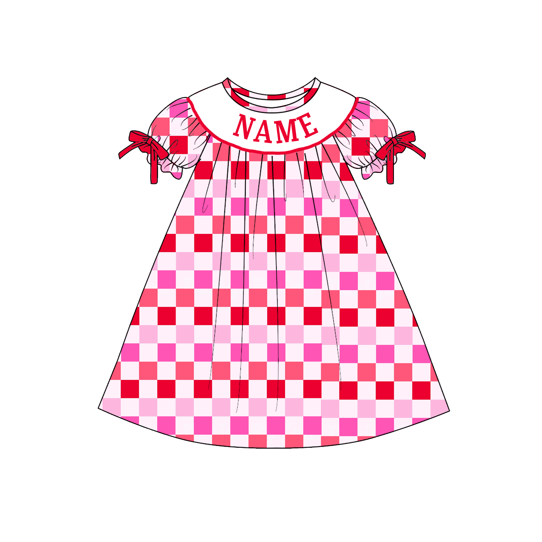 (Pre Order)Sisters Valentine's Day Embroidery Smocked Dress&Romper