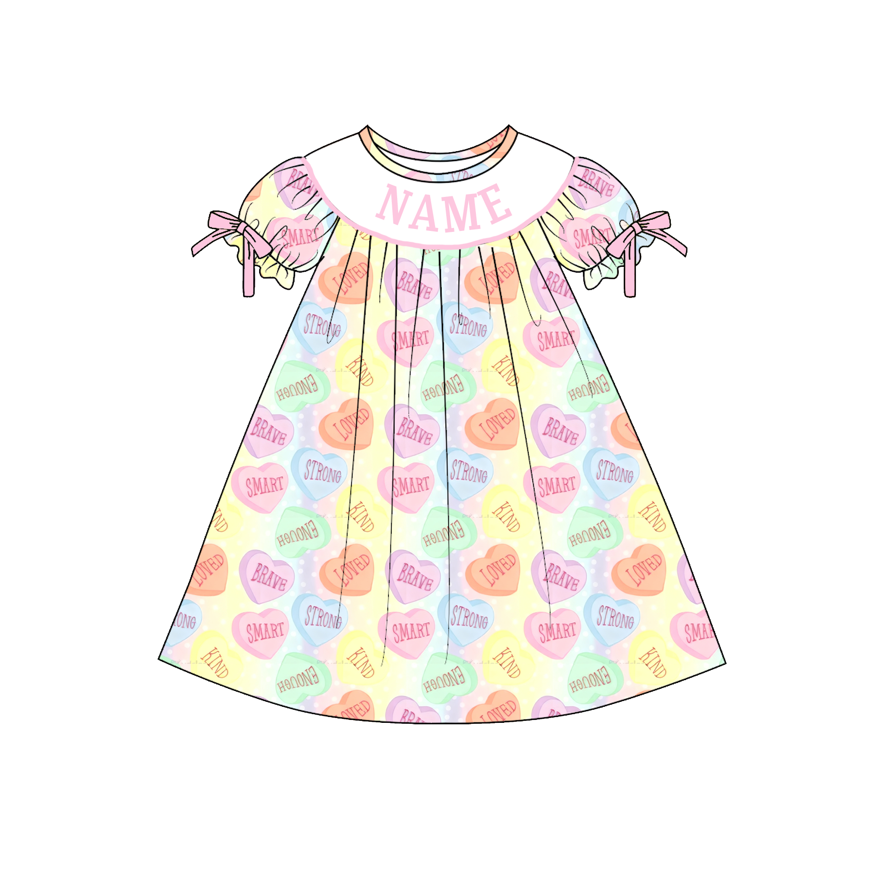 (Pre Order)Sisters Valentine's Day Embroidery Smocked Dress&Romper