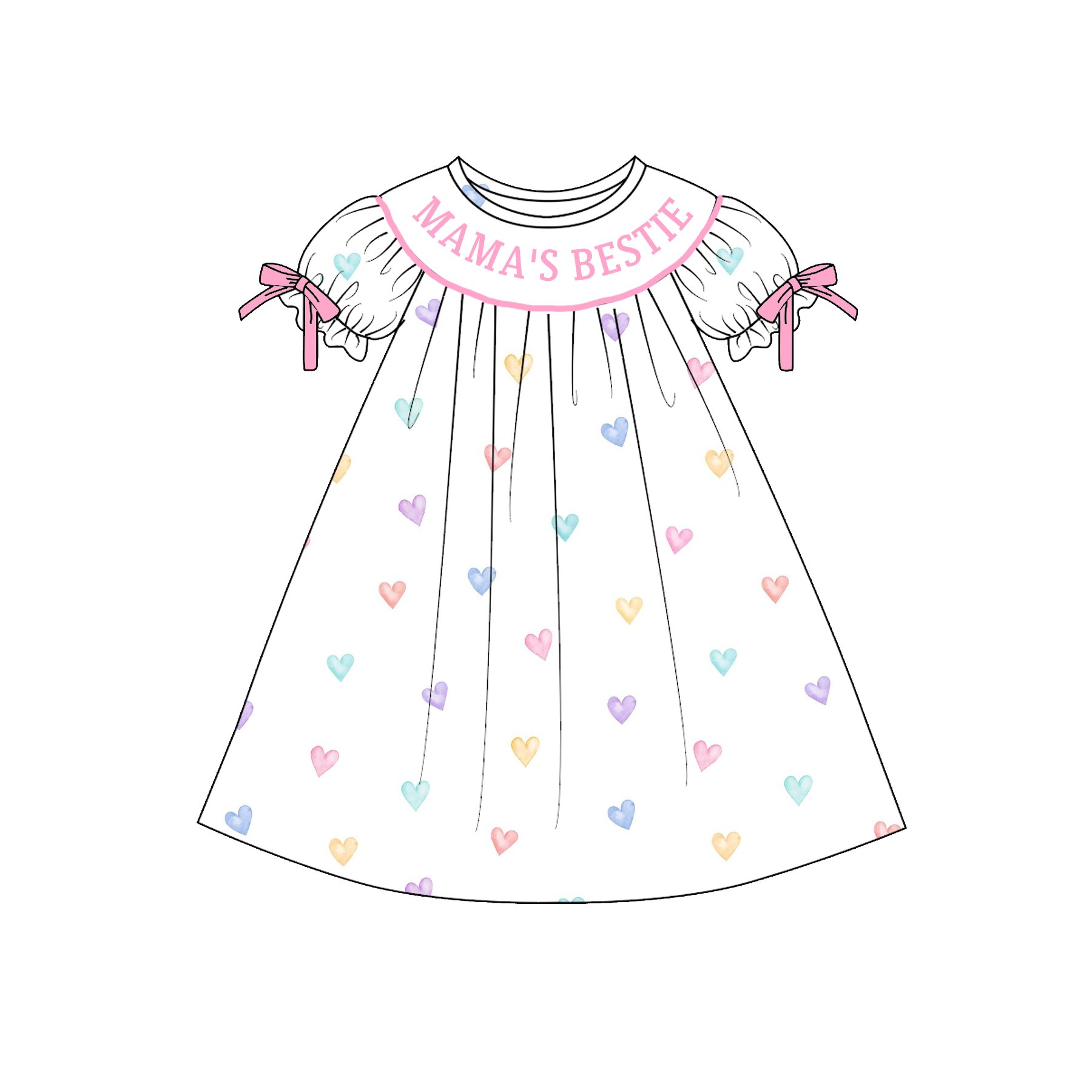 (Pre Order)Sisters Valentine's Day Embroidery Smocked Dress&Romper