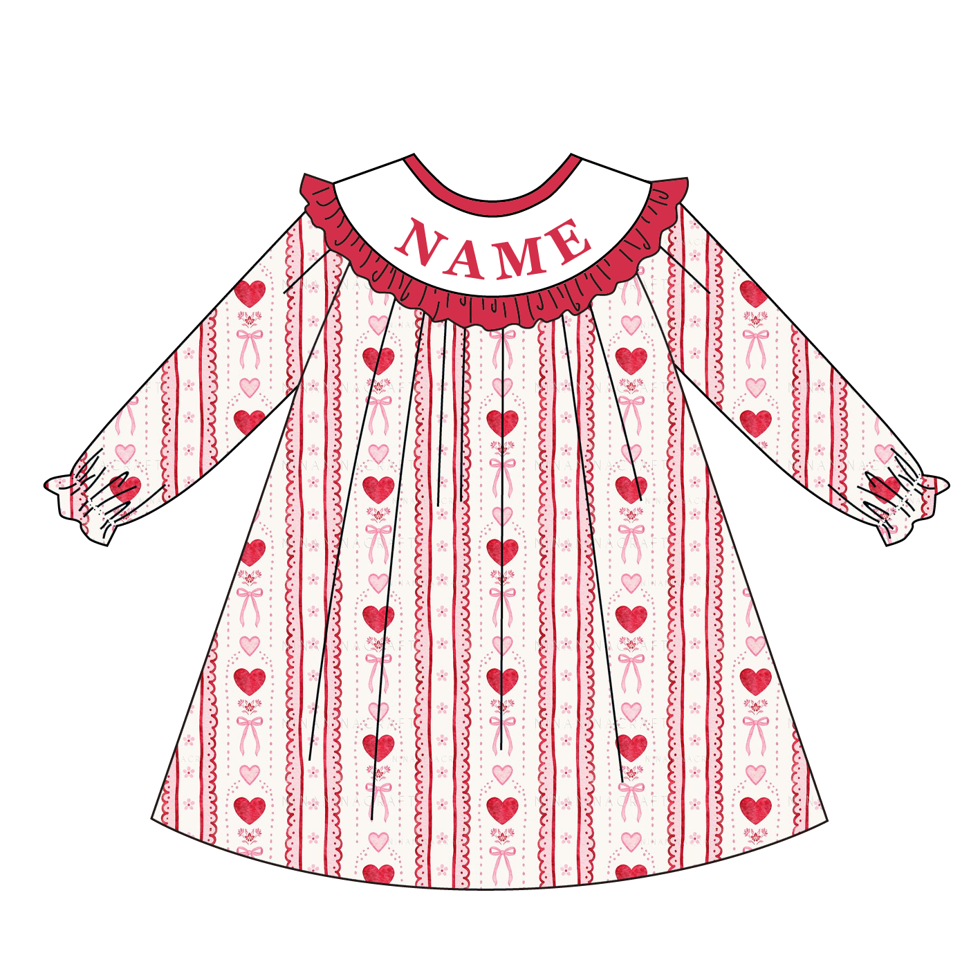 (Pre Order)Sisters Valentine's Day Embroidery Smocked Dress&Romper