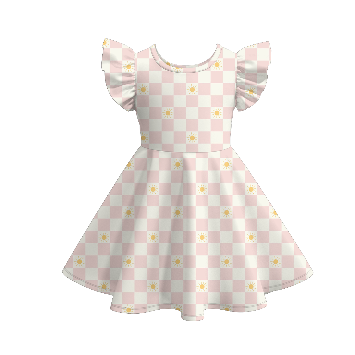 (Pre Order)Girls Valentine's Day Print Flying Sleeves Dress