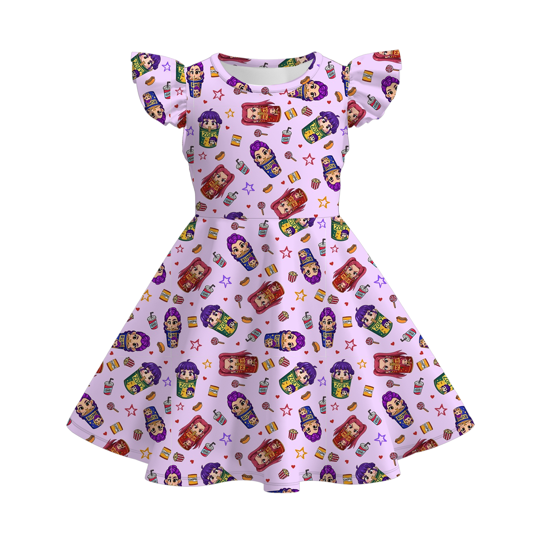 (Pre Order)Girls Spring&Summer Movie Character Print Dress