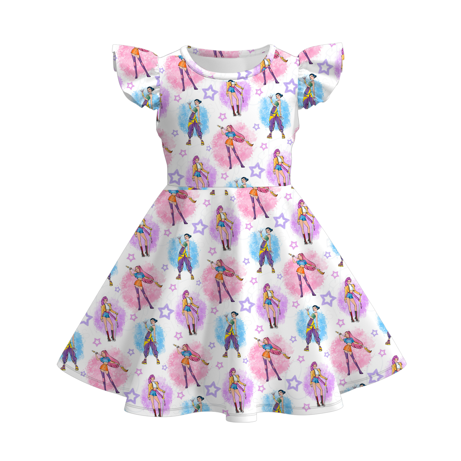 (Pre Order)Girls Spring&Summer Movie Character Print Dress