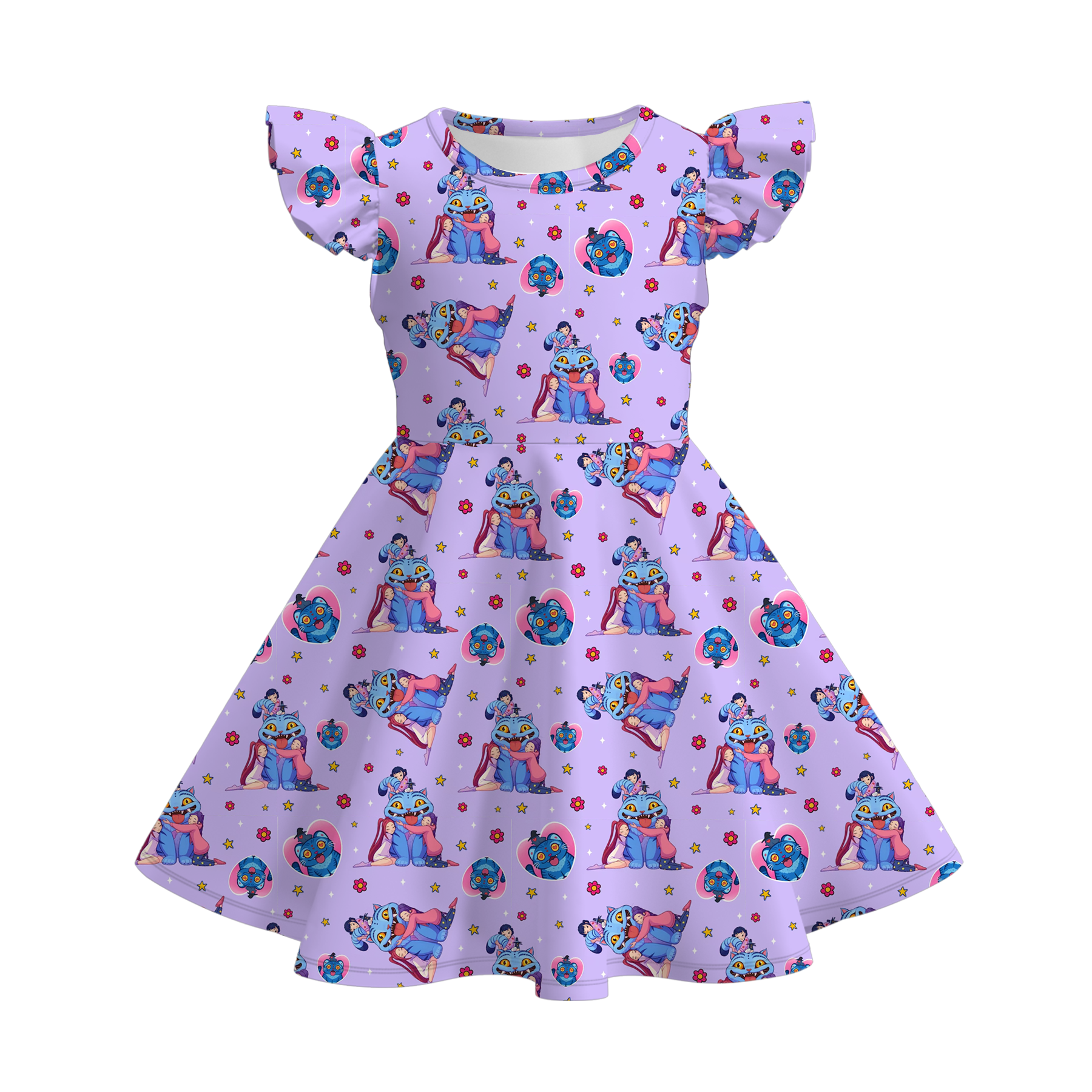 (Pre Order)Girls Spring&Summer Movie Character Print Dress