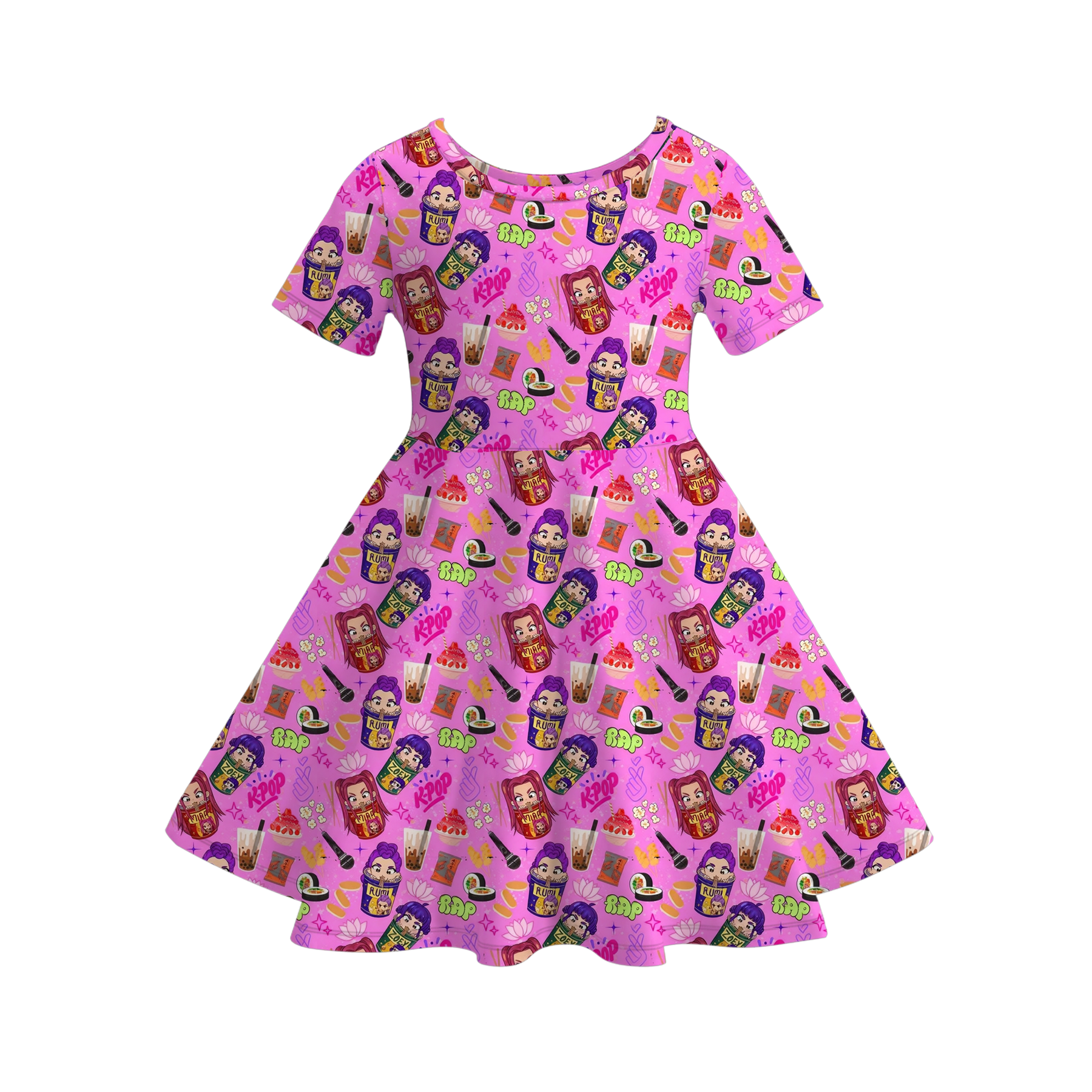 (Pre Order)Girls Spring&Summer Movie Character Print Dress