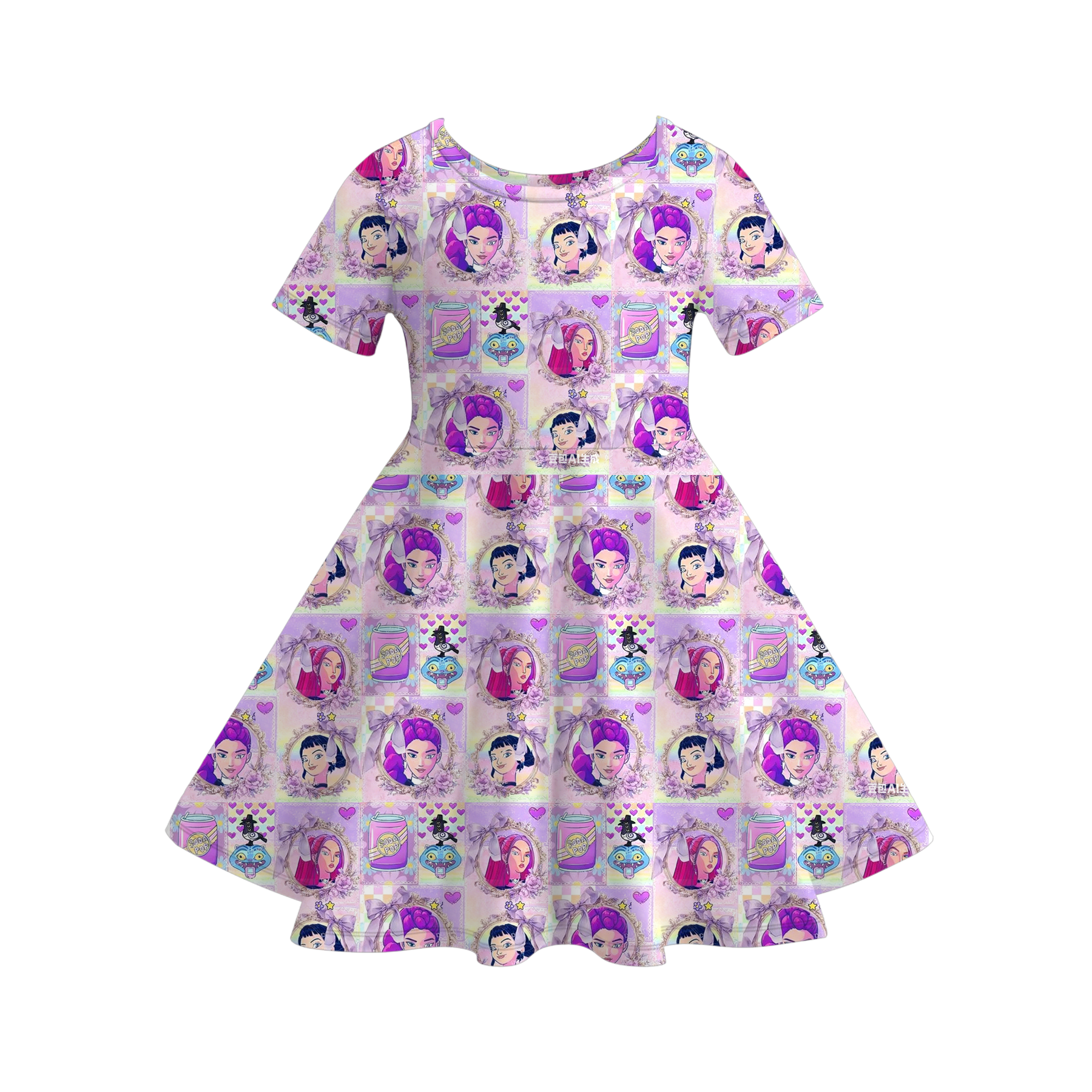 (Pre Order)Girls Spring&Summer Movie Character Print Dress