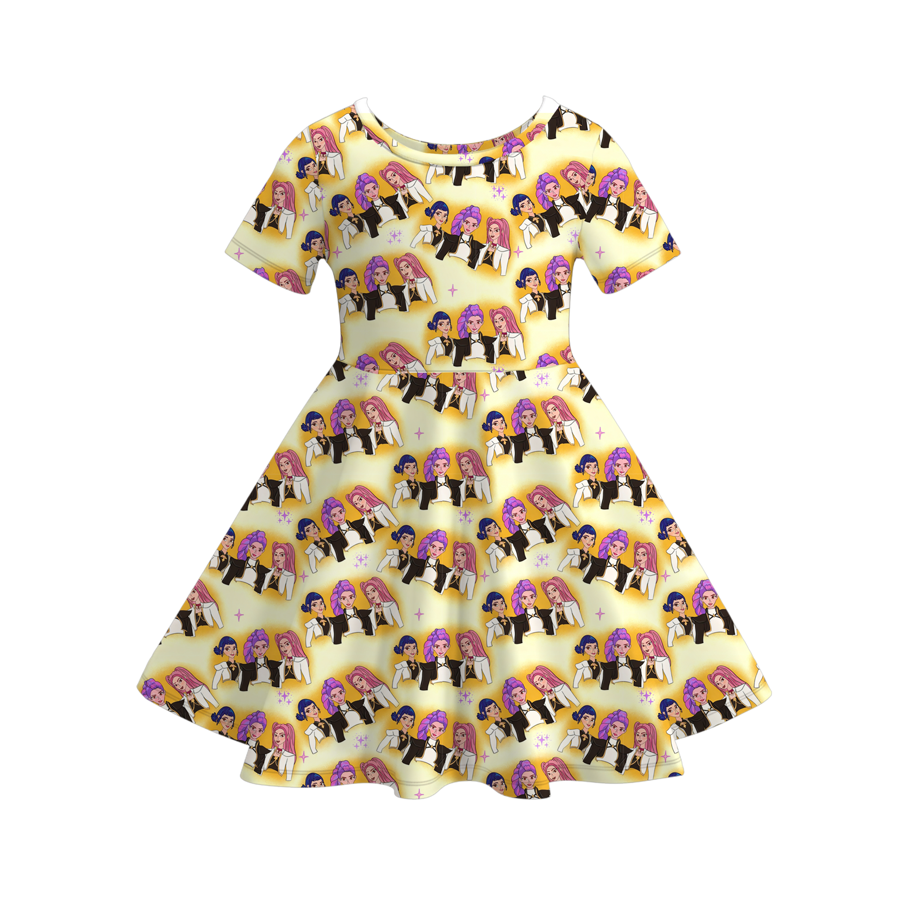 (Pre Order)Girls Spring&Summer Movie Character Print Dress