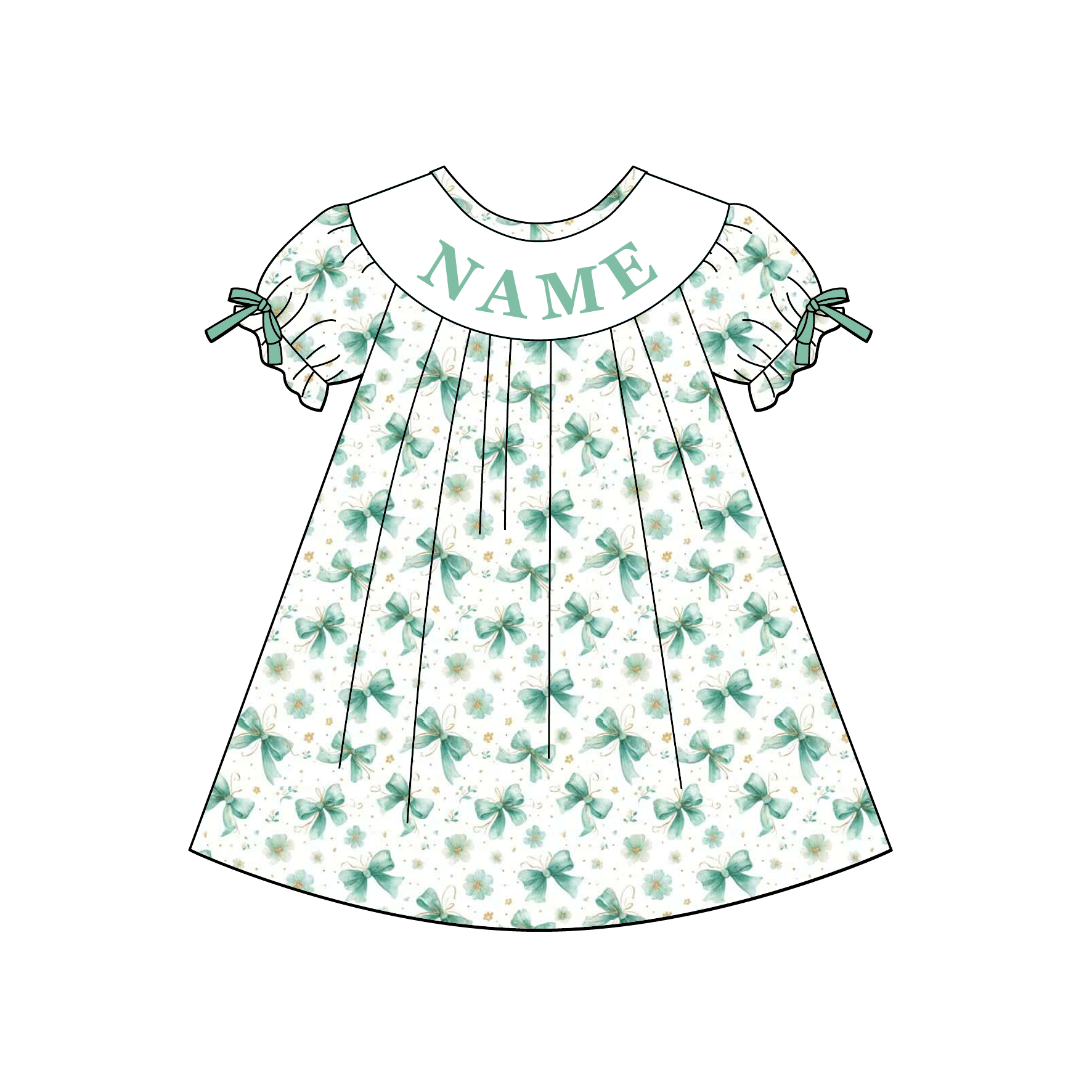 (Pre Order)Sisters St. Patrick's Day Bow Embroidery Smocked Dress&Romper