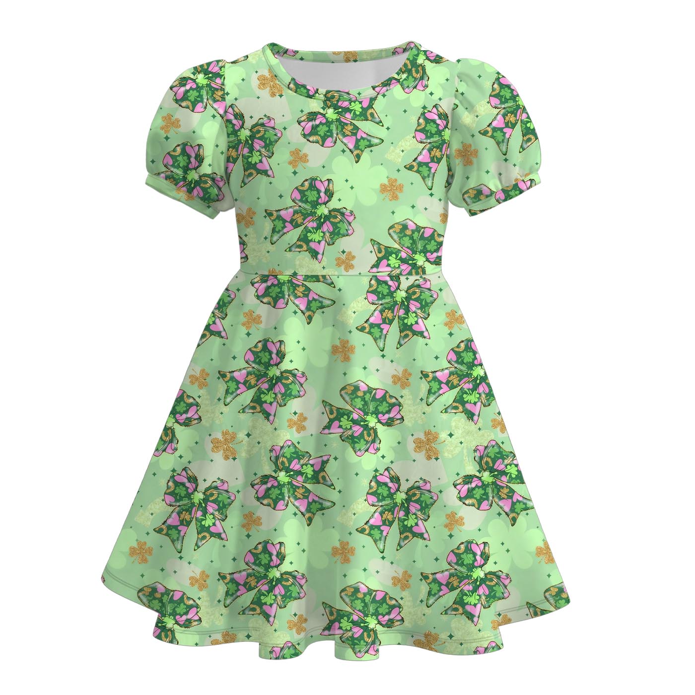 (Pre Order)Sisters St. Patrick's Day Bow Print Dress&Romper
