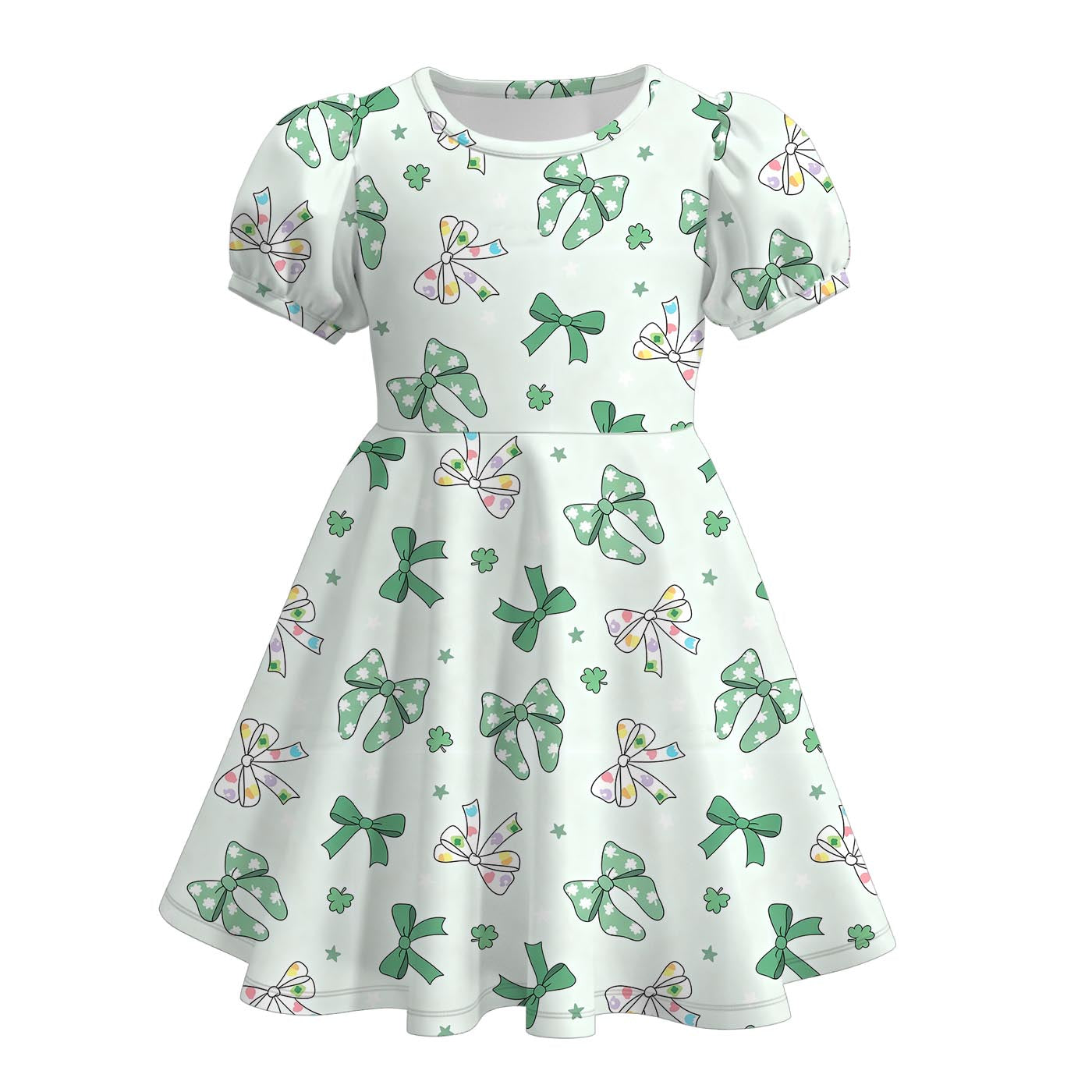 (Pre Order)Sisters St. Patrick's Day Bow Print Dress&Romper