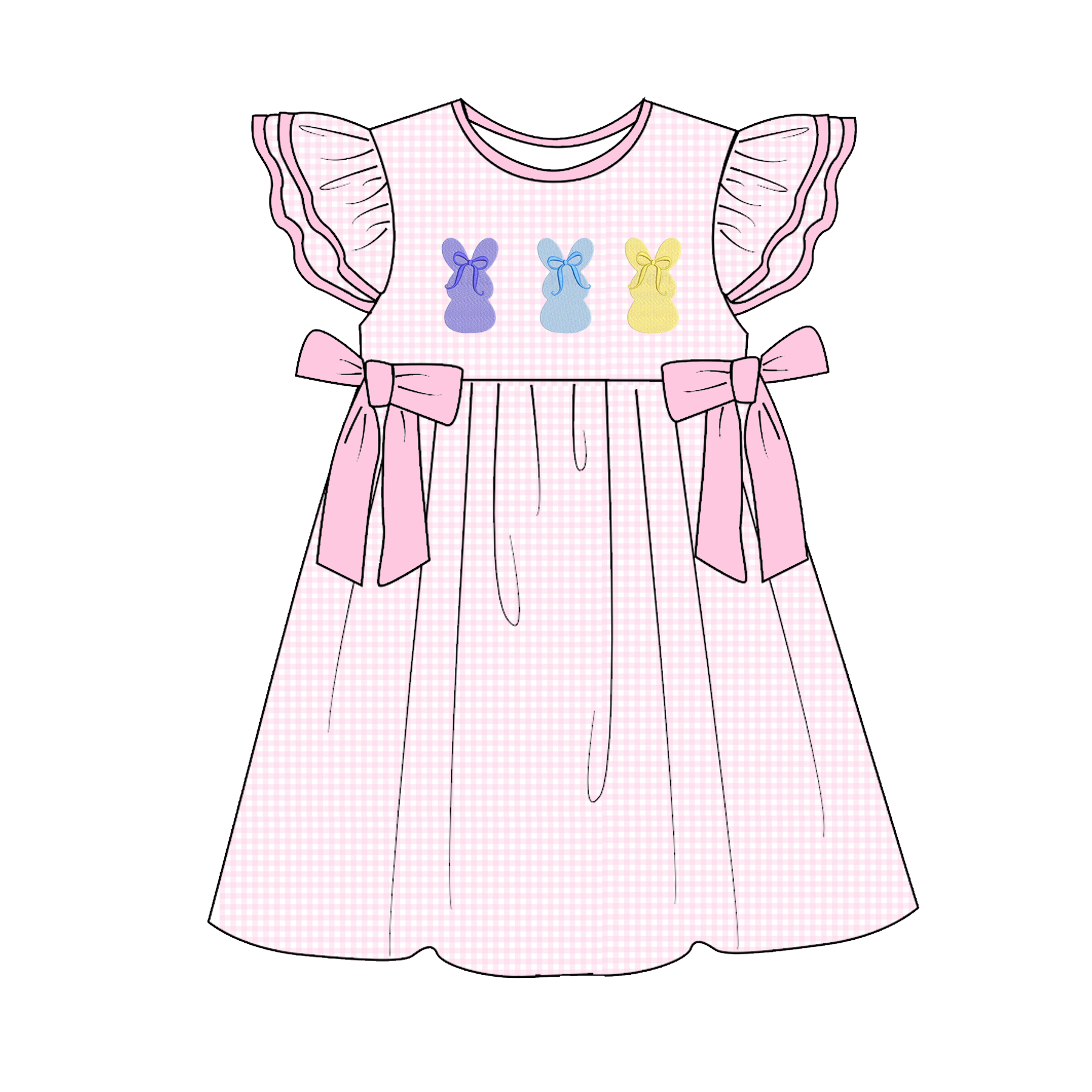 (Pre Order)Siblings Easter Bunny Applique Dress,Set&Romper