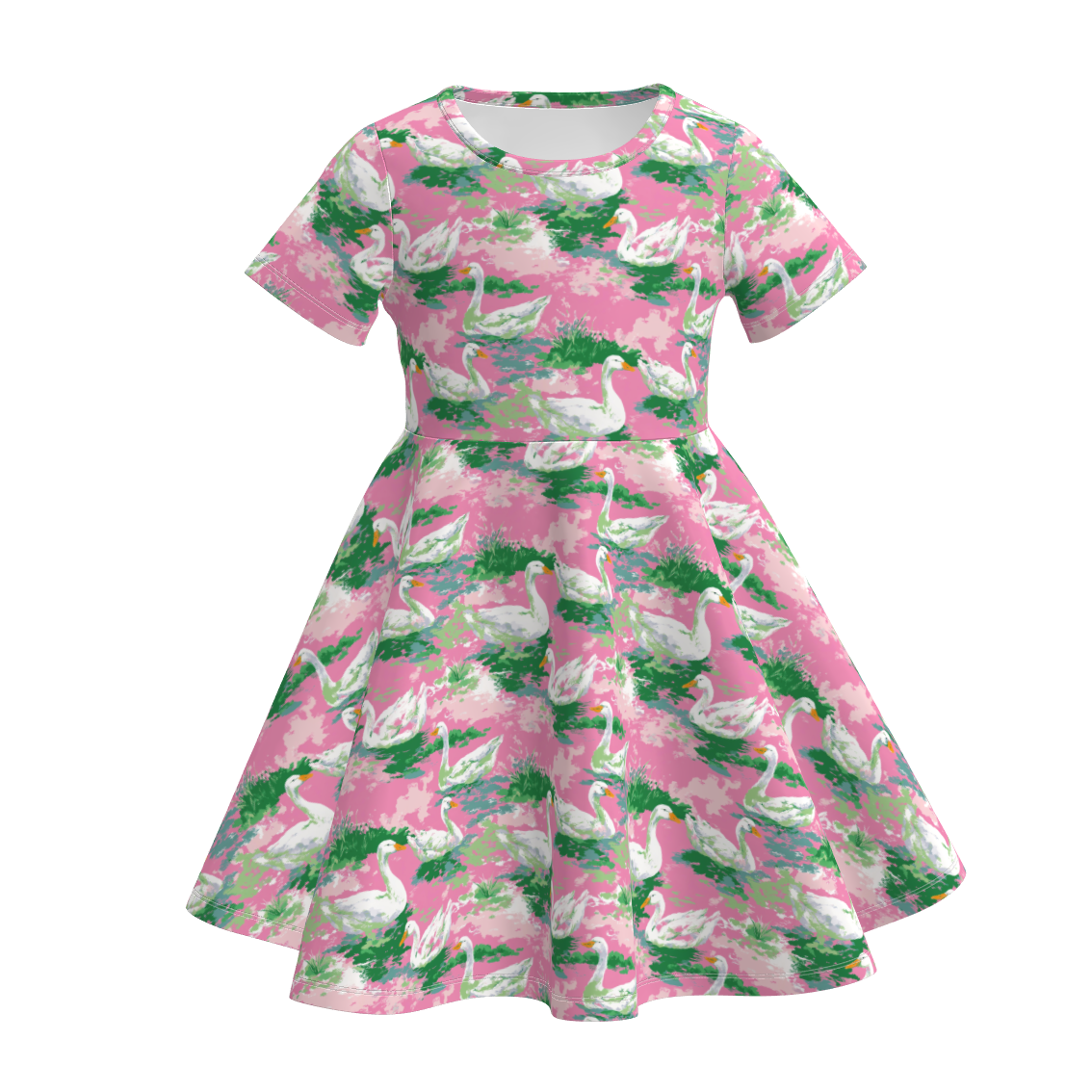 (Pre Order)Girls Spring&Summer Goose Print Dress